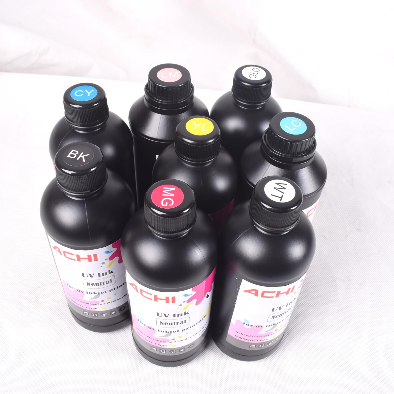 8X500ML UV Ink for UV 6090 Printer - High-Quality CMYKWV + Varnish+LC+LM Ink Set Compatible with XP600, TX800, TX300, DX4-DX10 Printers - Perfect for Printing on Metal, Wood, Glass - Ideal for Signage, Home Decor & Industrial Applications