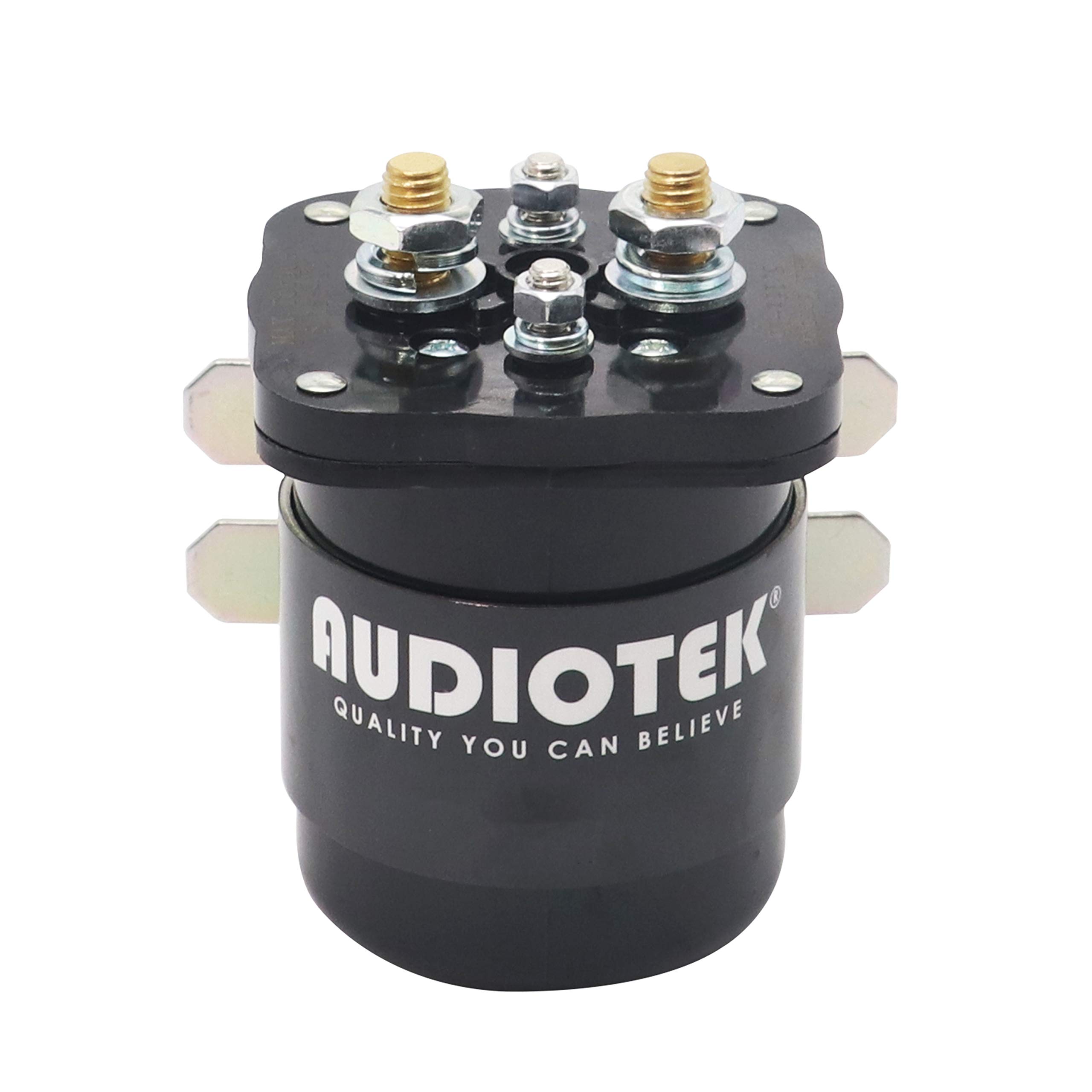 Audiotek 500-Amp 12V Continuous Duty Solenoid Relay - Heavy Duty Battery Isolator & SPST Starter Relay (4 Pin) for Cars, Boats, RVs, Motorcycles - Perfect for Off-Roading, Marine & RV Power Management (1 Pack)