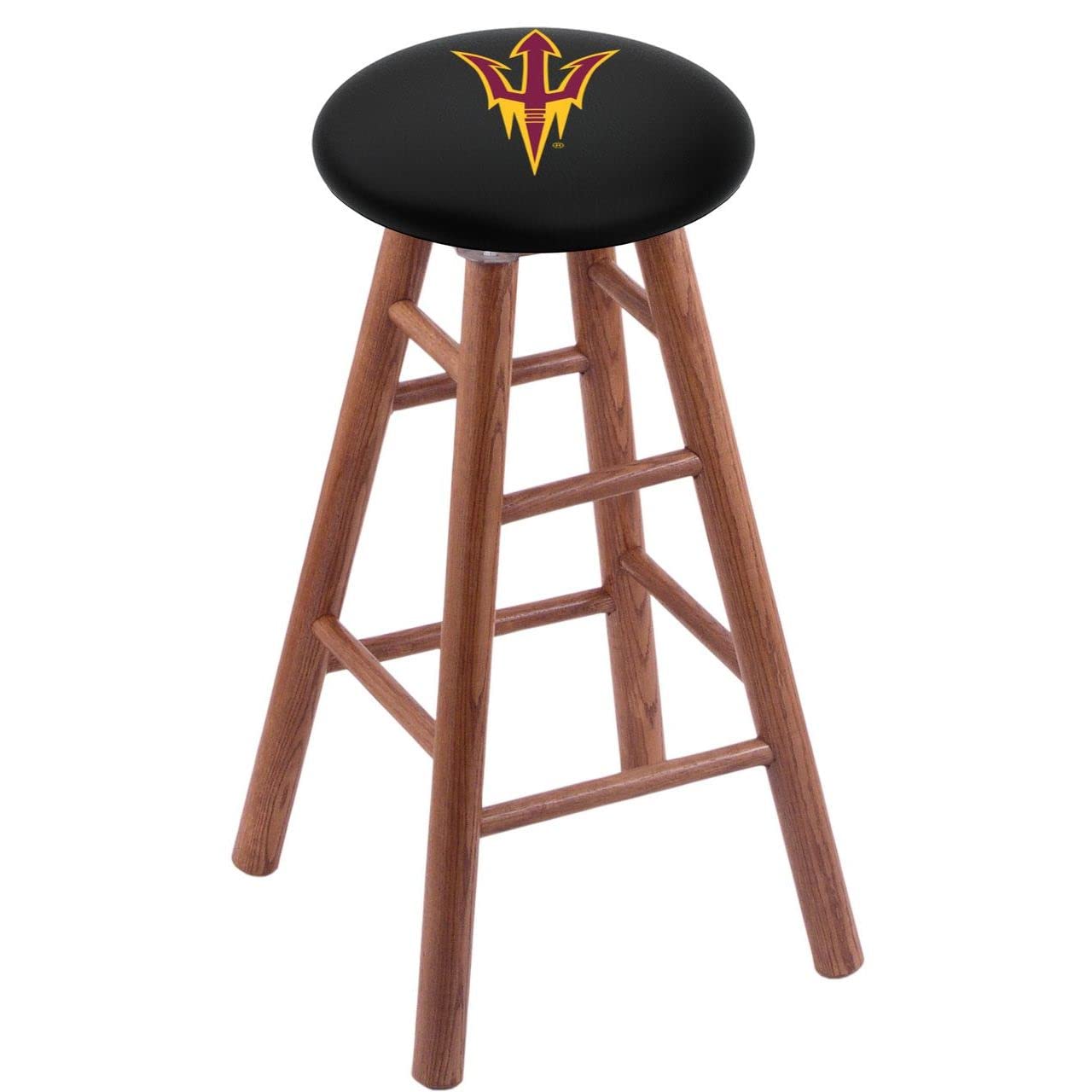 Holland Bar Stool Co. Solid Oak Wood Bar Stool with Medium Finish & Arizona State Pitchfork Design Seat - Perfect for Home Bars, Kitchen Islands & Game Room Decor