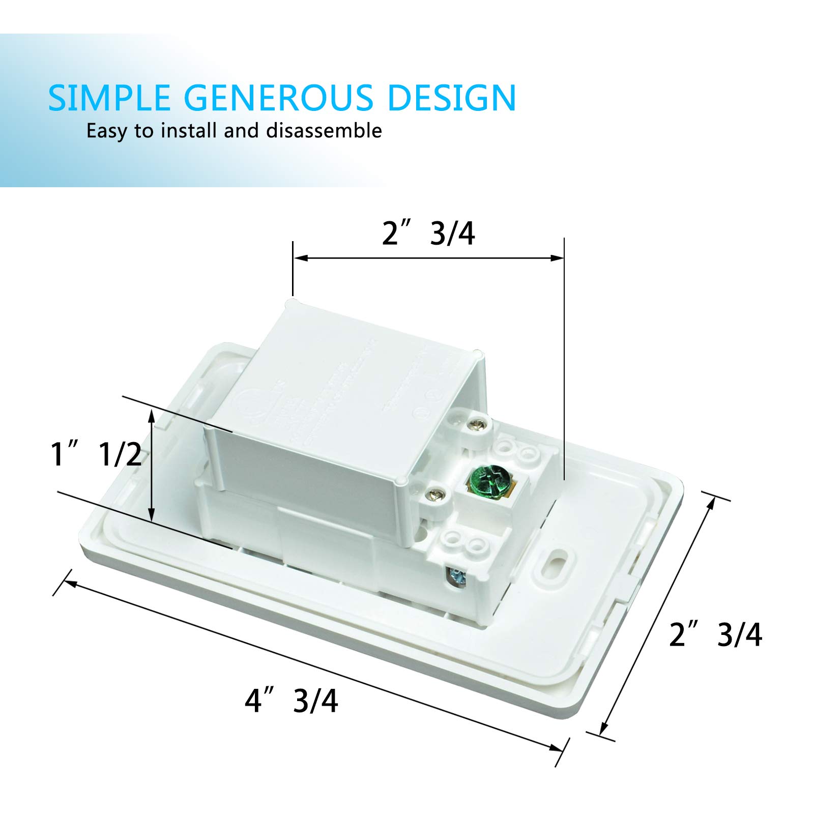 NineLeaf 8 Pack USB Wall Outlet Charger - Dual 2.4A High-Speed USB Ports & 20A Duplex Receptacle with Smart Chip, ETL Listed, White Wall Plate Included - Perfect for Home, Office, Bedroom and Kitchen Charging Stations