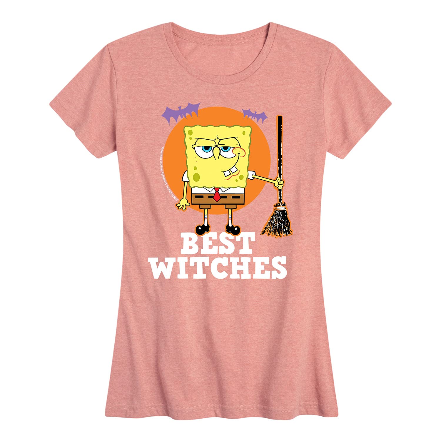 Spongebob Squarepants Best Witches Women's Short Sleeve Graphic T-Shirt | Funny Cartoon Tee for Halloween & Cosplay | Hybrid Apparel Casual Wear