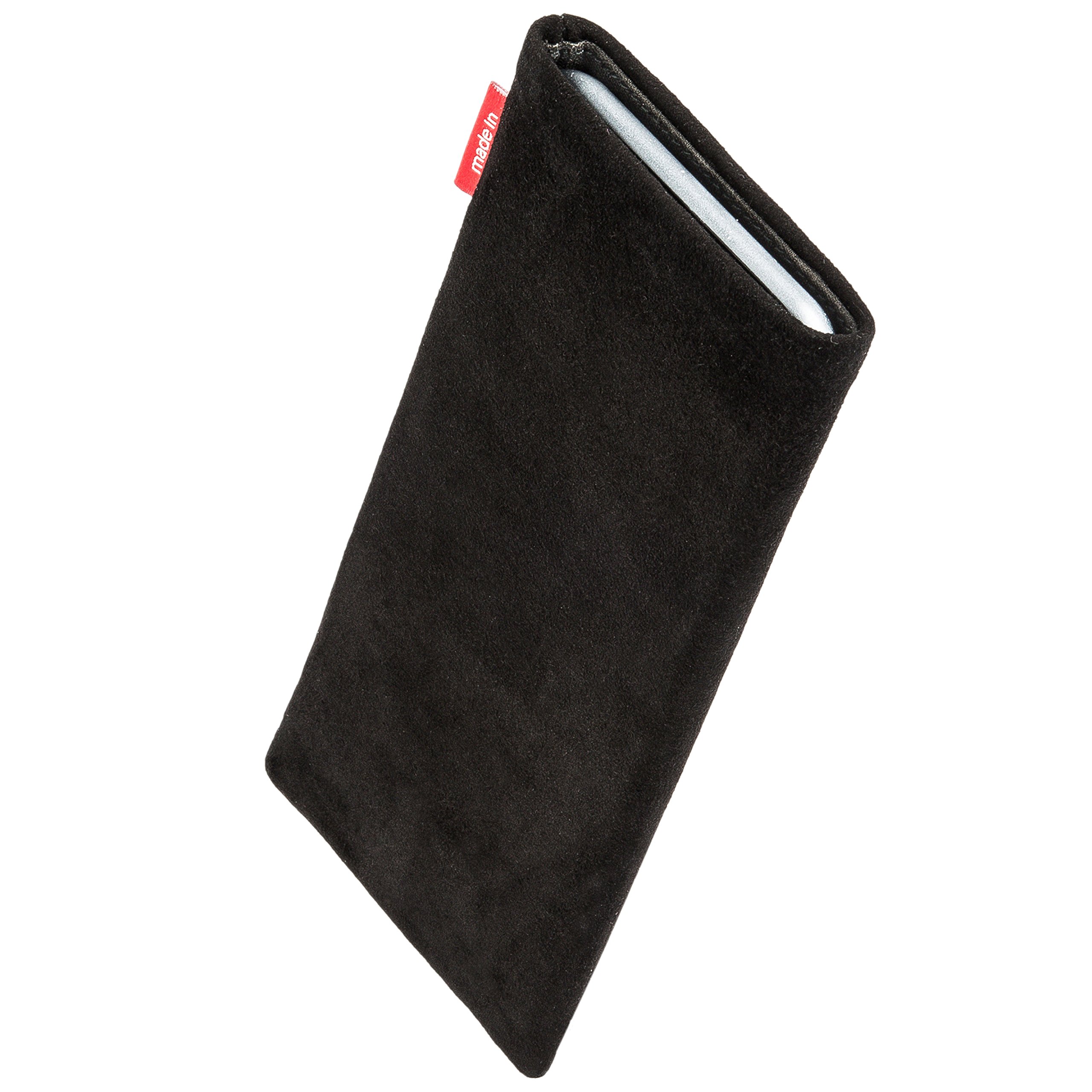 Premium Genuine Nappa Leather Case for Wiko Y81 - Custom Fit Black Sleeve Cover with Microfiber Lining | German Craftsmanship | Perfect for Daily Protection & Screen Cleaning
