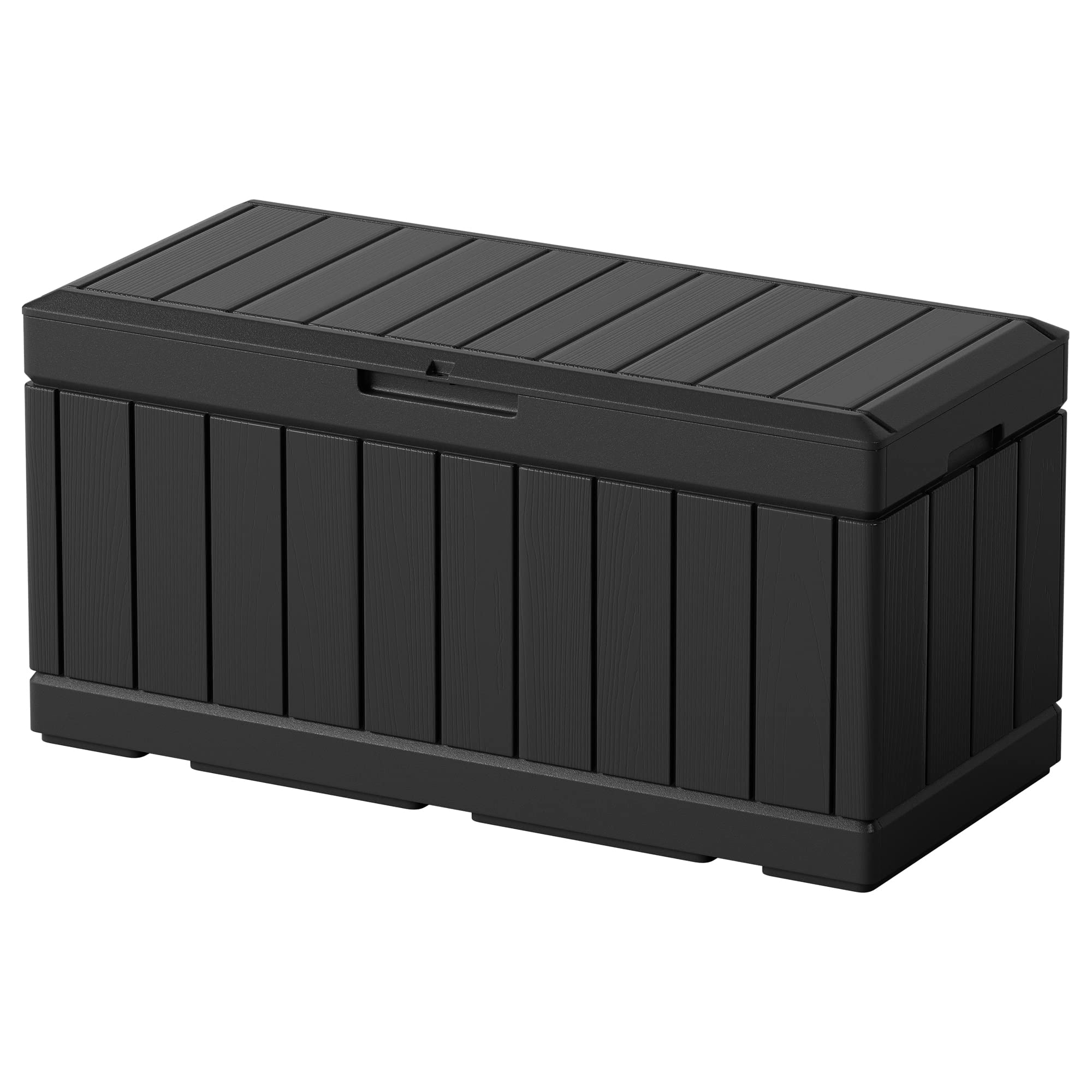 Greesum 82 Gallon Resin Deck Box with Lock - Waterproof Outdoor Storage Container for Patio Furniture, Garden Tools, Cushions, Pool Accessories | Durable Black Deck Box for Backyard, Garden & Poolside Organization