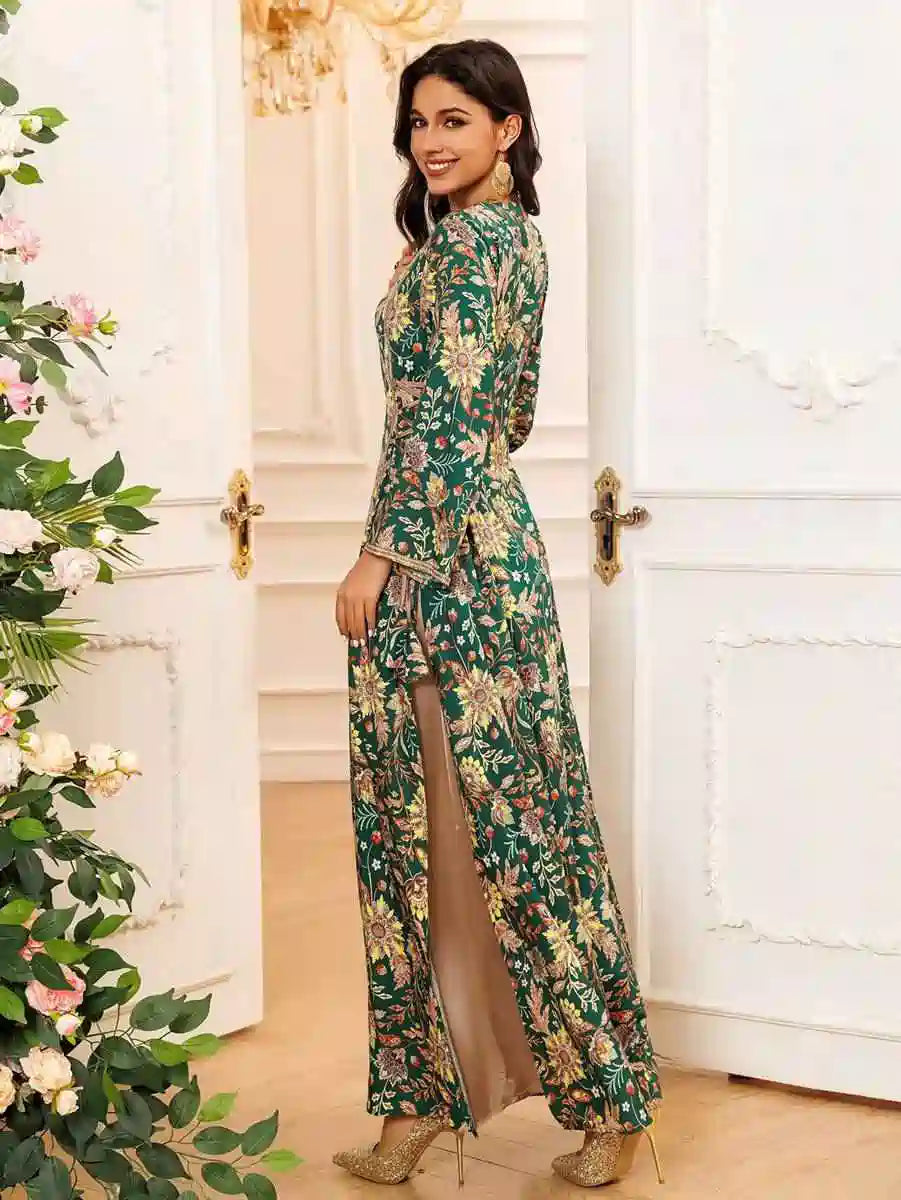 Elegant Rhinestone Embellished Caftan Dress for Women - Eid & Special Occasions - Perfect for Parties, Weddings & Festive Celebrations