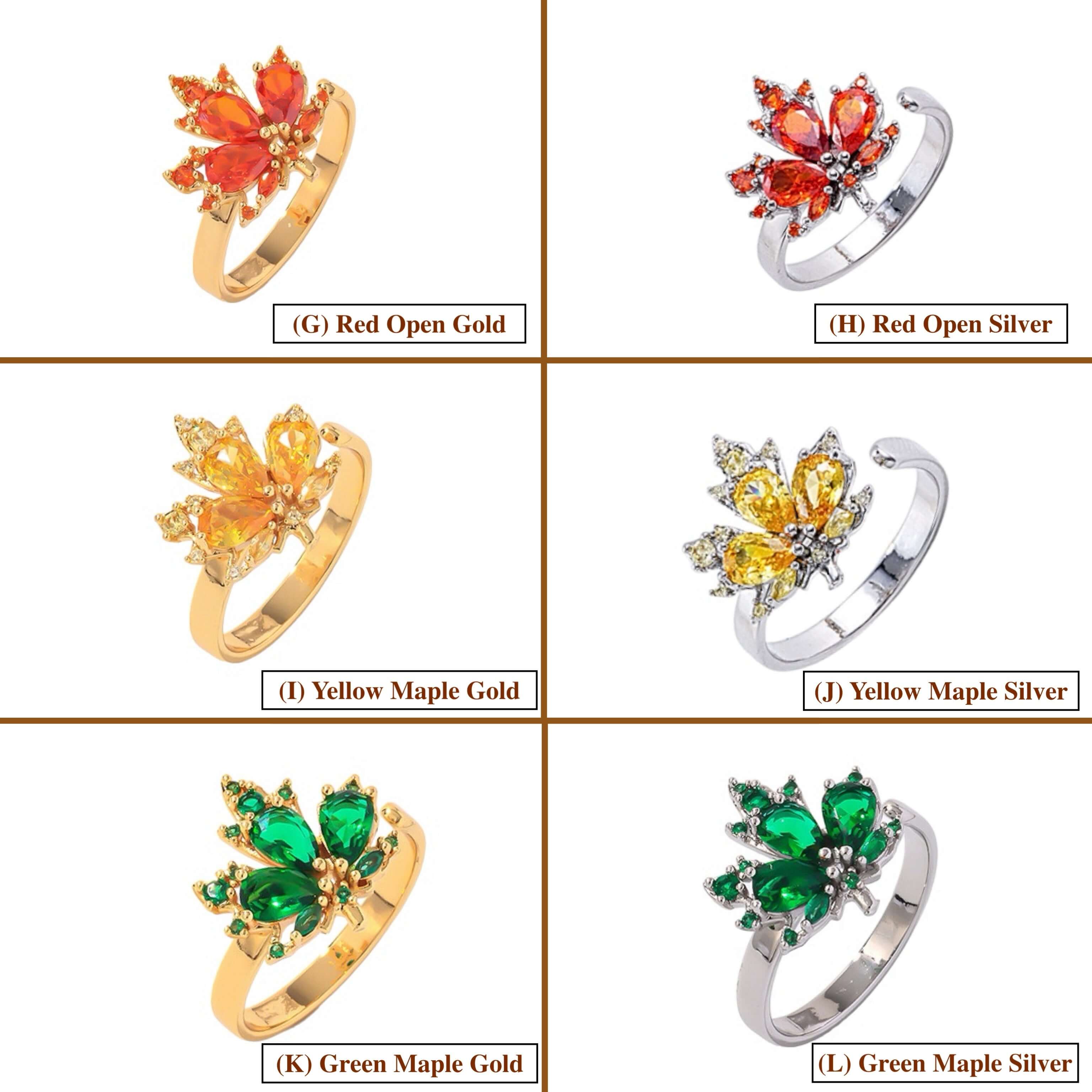Autumn Fall Maple Leaf Adjustable Ring - GS042 | Vintage Nature Inspired Jewelry for Women | Perfect for Thanksgiving, Halloween & Cozy Fall Outfits