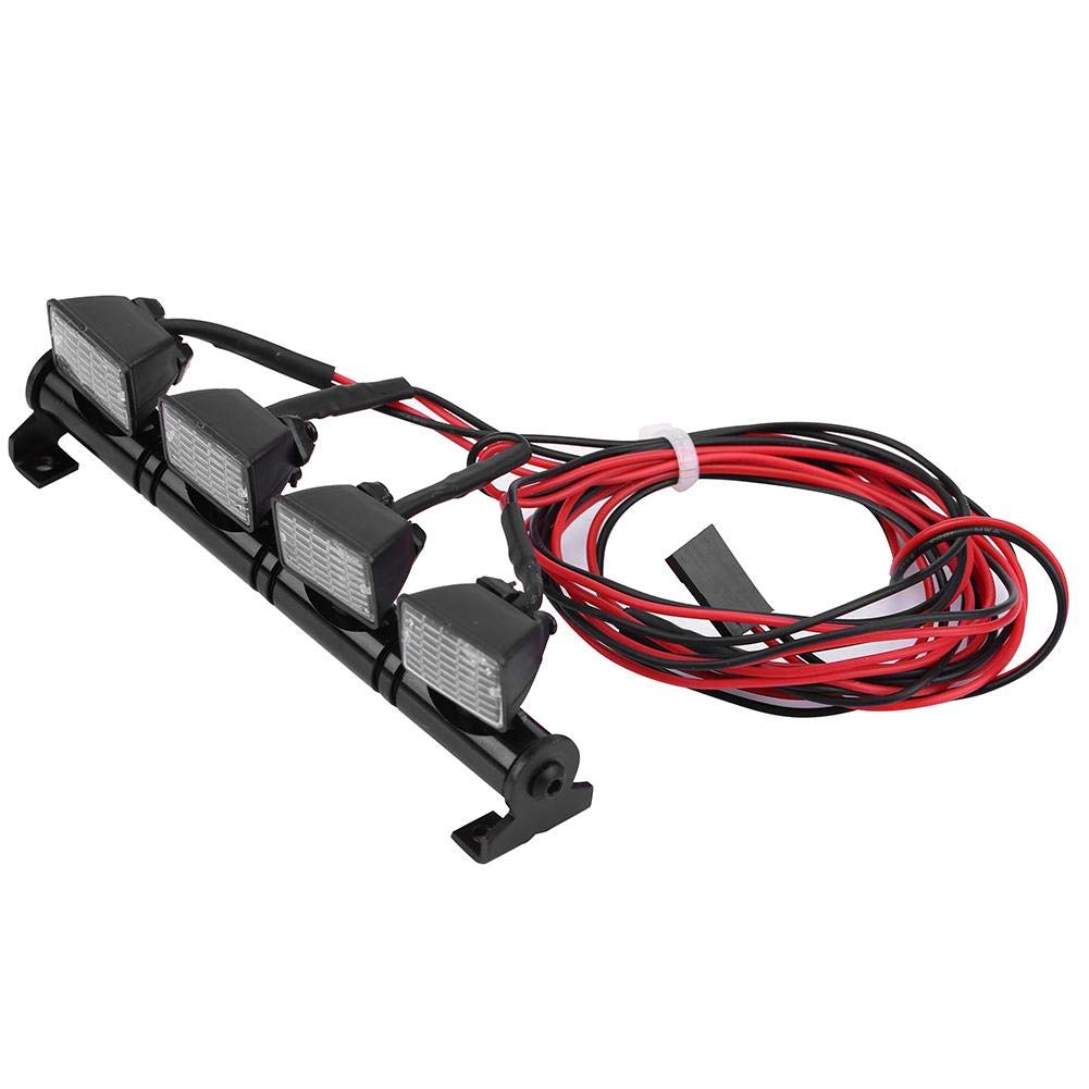 Dilwe 4PCS LED Roof Light Bar for RC Cars - White LED Lamp Accessory for Axial SCX10, Traxxas RC Trucks - Perfect for Off-Road Night Crawling & Trail Adventures