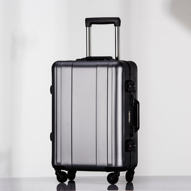 20 Inch Aluminum Alloy Checked Luggage - 100% Metal Carry-On Suitcase for Travel, Durable & Lightweight Trolley Bag - Perfect for Business Trips, Vacations and Air Travel
