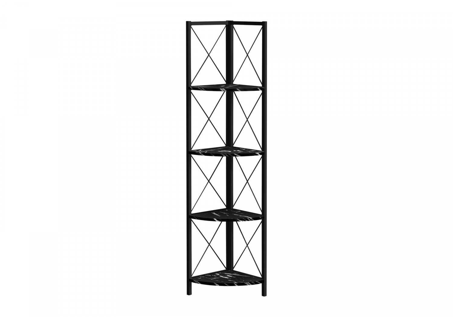 Zeva Modern Bookcase with Marble Top - Black Wooden Bookshelf for Living Room, Office & Bedroom Storage
