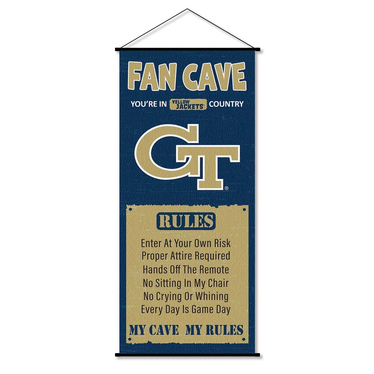 Georgia Tech Yellow Jackets Man Cave Fan Banner Scroll - College Sports Decor for Game Room, Dorm, or Office