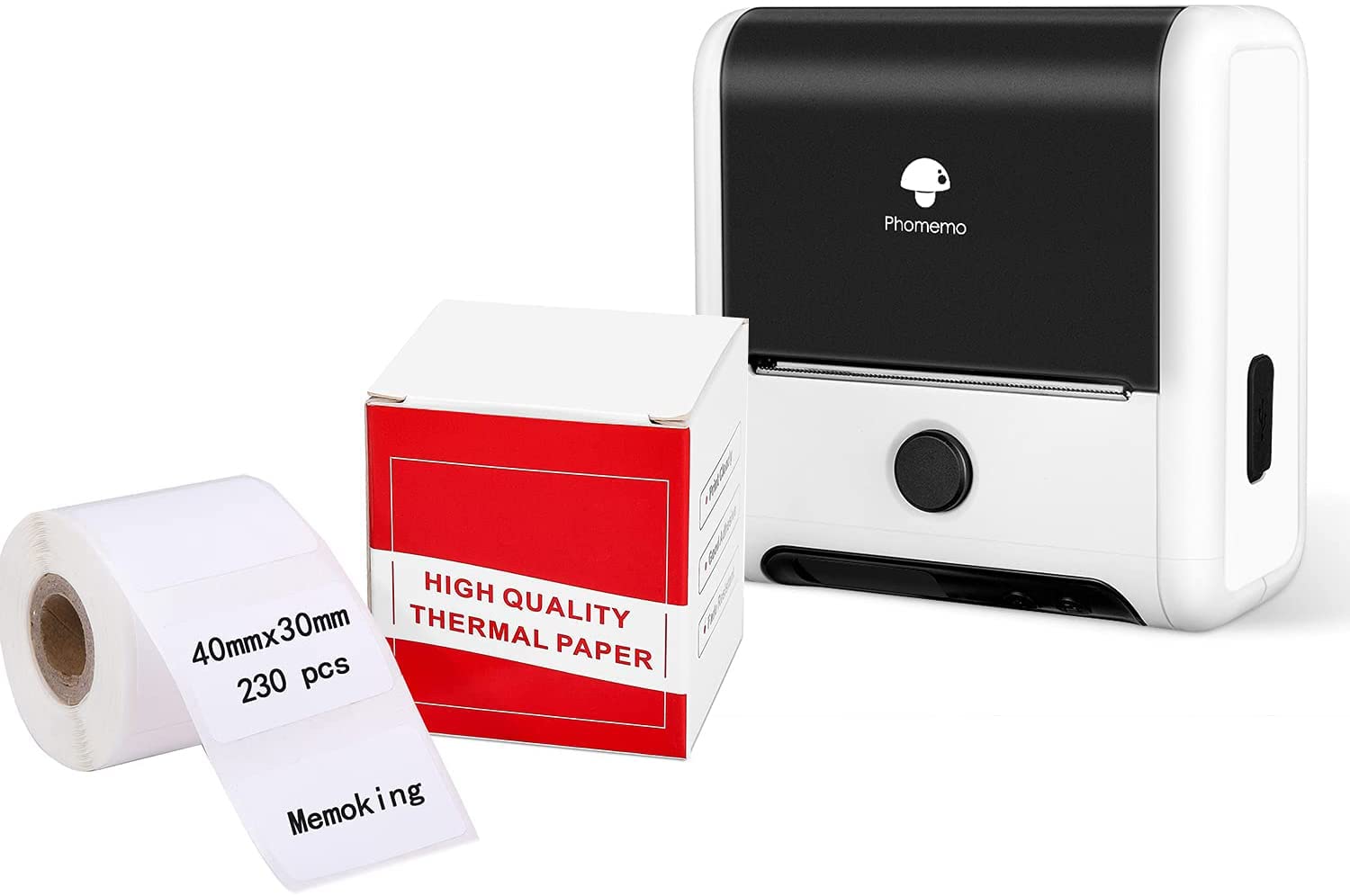 M200 Portable Bluetooth Thermal Label Maker Printer - Compatible with Android & iOS, Includes 40x30mm Square Thermal Labels - Perfect for Shipping, Organizing & Small Business Labeling