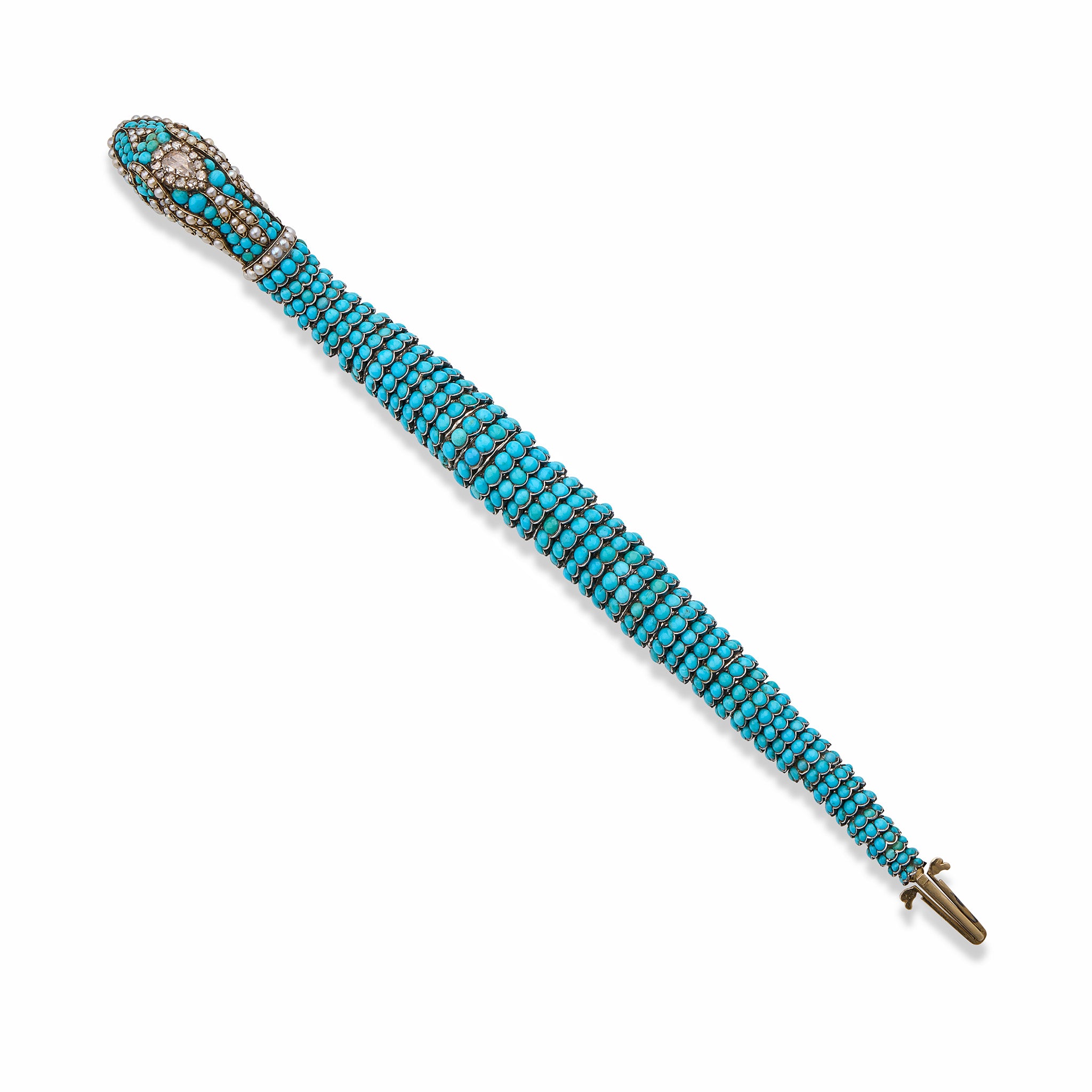 Vintage Turquoise Diamond Pearl Snake Bracelet - Elegant Jewelry for Women, Perfect for Parties, Weddings & Special Occasions