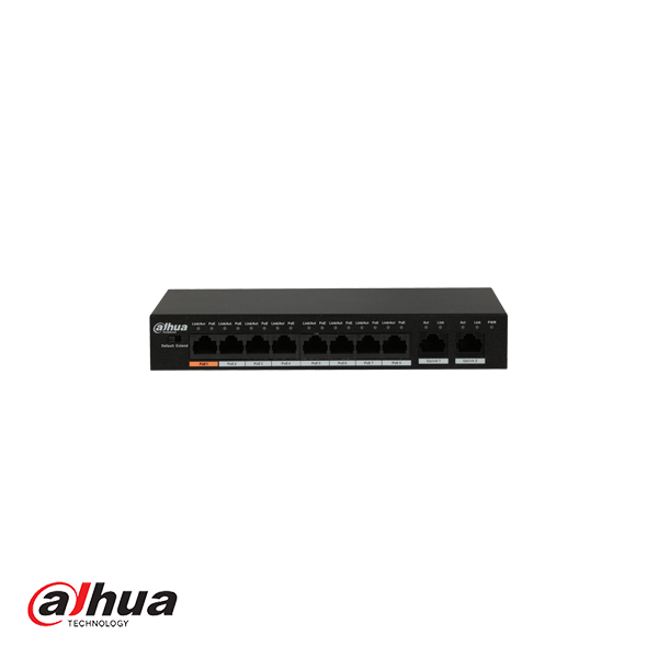 DH CS4010 8ET 110 | 8 Port Fast Ethernet PoE Switch with 2 Gigabit Ports | Ideal for Home Office, Small Business & IP Camera Networks
