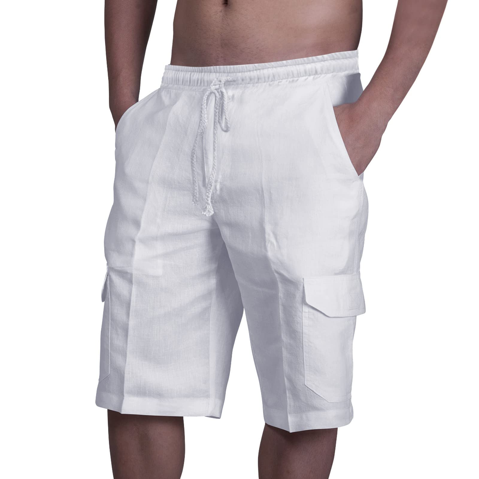 Men's Breathable Linen Shorts - Classic Fit with Elastic Waist for Casual, Beach, Workout & Running | Comfortable Outdoor Summer Shorts for Travel, Gym & Relaxation