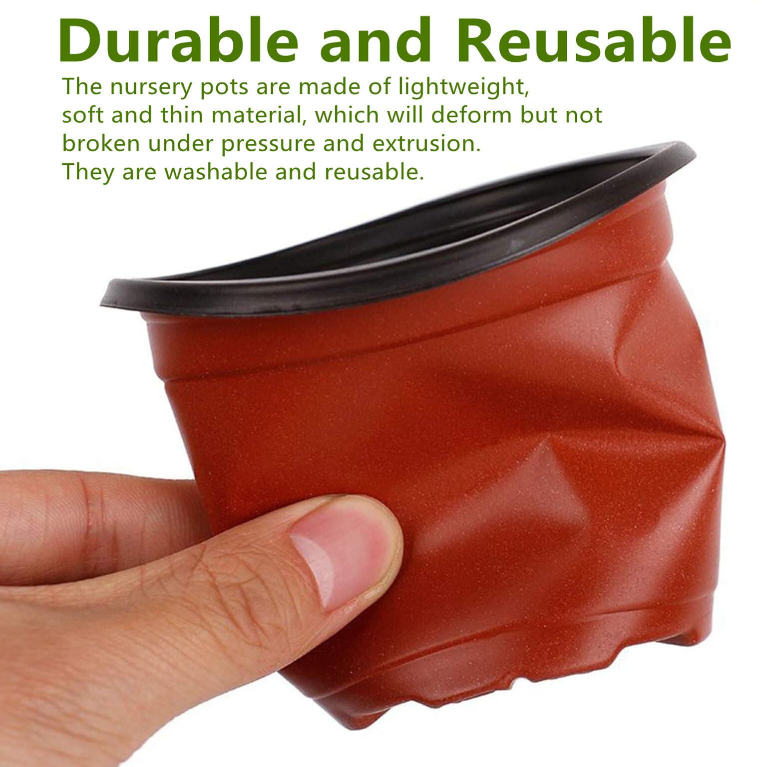 100 PCS 8 Inches Plastic Plant Nursery Pots - Reusable Garden Pots for Succulents, Seedlings, Cuttings & Transplanting with Drainage Holes | Perfect for Indoor/Outdoor Gardening, Home Decor & DIY Plant Projects