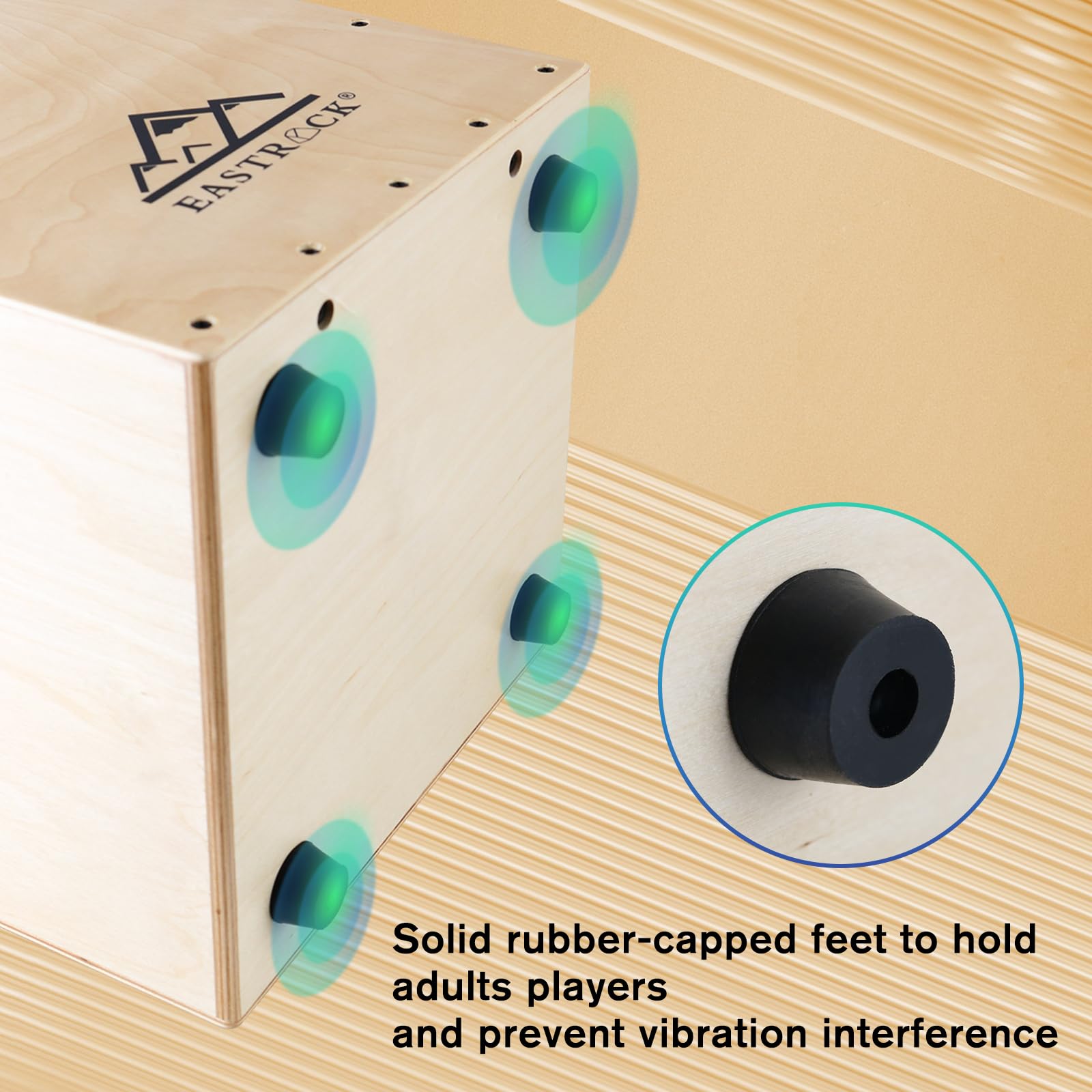 EastRock Professional Cajon Drum - Wooden Percussion Box Drum with Internal Guitar Strings, Full Size for Beginners & Musicians | Perfect for Live Performances, Studio Recording & Music Therapy Sessions