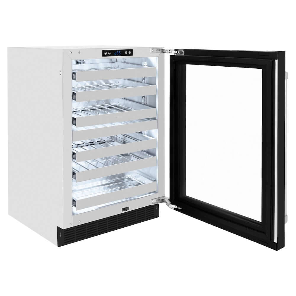 ZLINE 24 Inch Touchstone Dual Zone 44 Bottle Wine Cooler - Black Matte Glass Door (RWDO BLM 24) - Perfect for Home Bars, Restaurants, and Wine Cellars