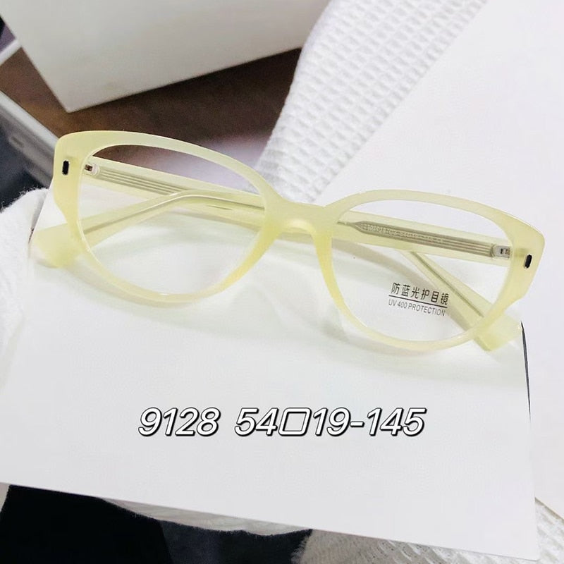 Bclear Women's Full Rim Square Cat Eye Acetate Eyeglasses Frame Myk9128 - Stylish Retro Glasses for Work, Reading & Fashion Accessories