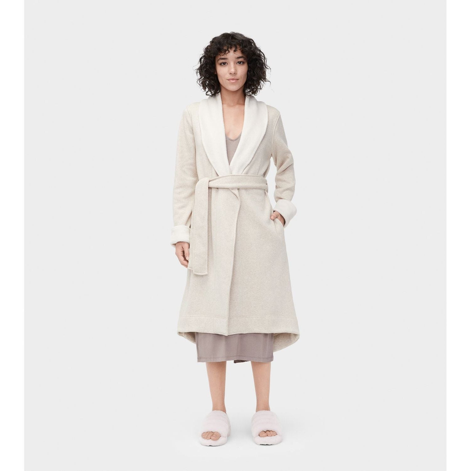 UGG Women's Duffield II Robe in Oatmeal Heather - Cozy Fleece Bathrobe for Women, Soft Plush Loungewear - Perfect for Spa Days, Relaxing at Home & Winter Comfort