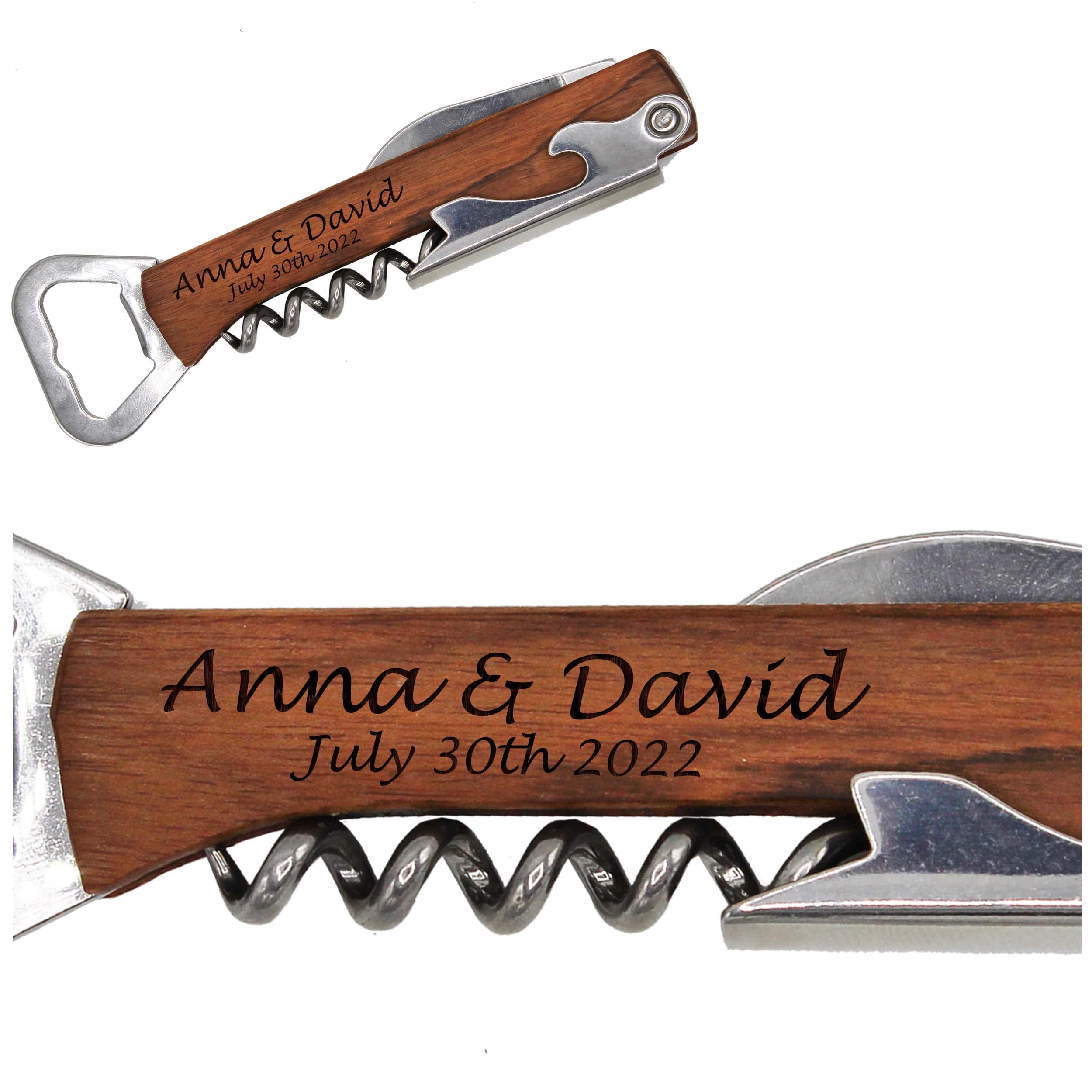 Personalized Engraved Corkscrew Wedding Favors - Custom Wine & Beer Bottle Opener Set for Bridal Showers, Receptions, Parties (25 Pack) - Perfect for Anniversary Gifts, Wine Lover Presents & Special Occasions