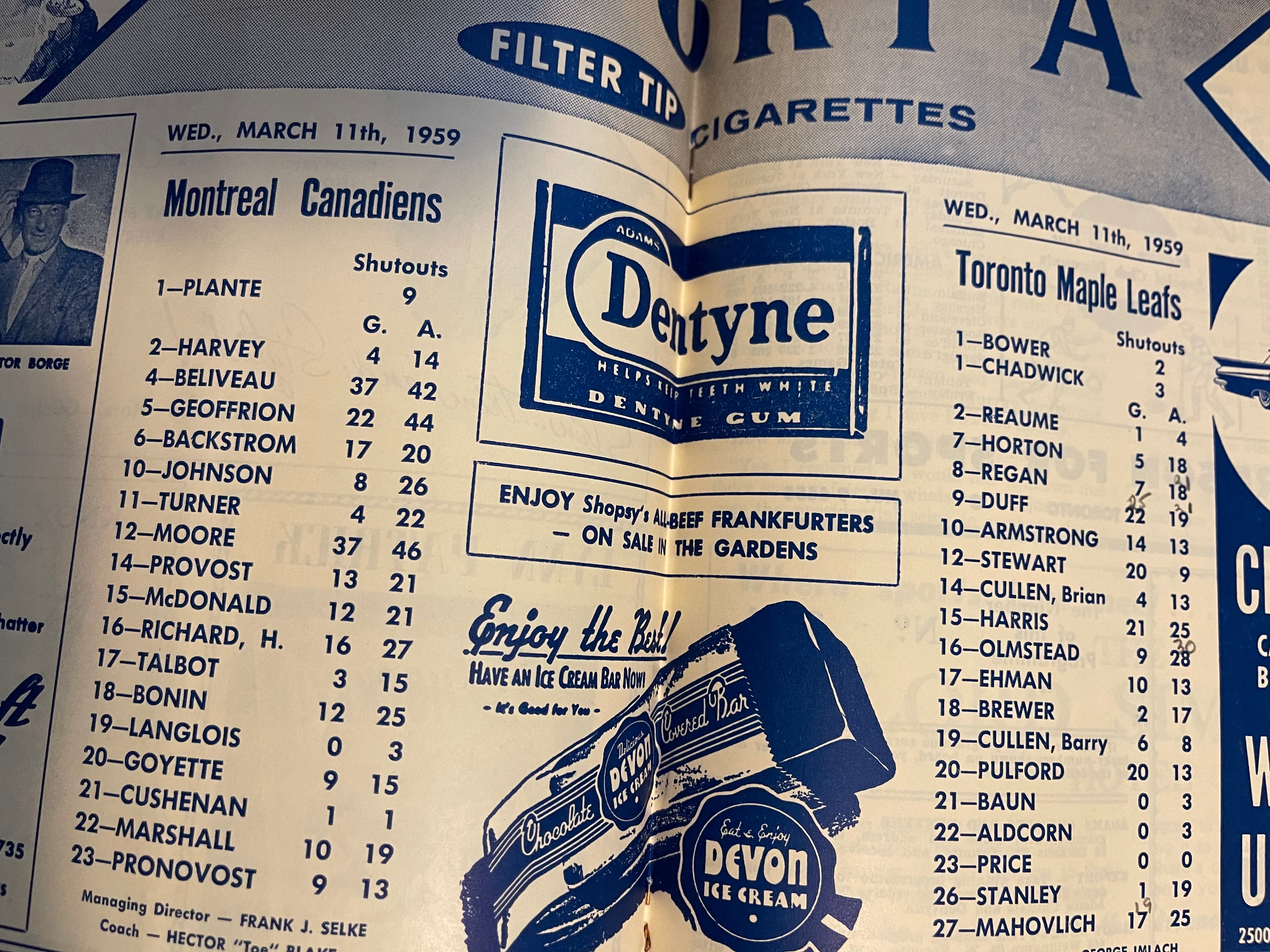 Vintage 1959 Maple Leaf Gardens Hockey Program - Toronto Maple Leafs vs Montreal Canadiens Game | NHL Memorabilia, Sports Collectibles & Hockey Fan Gift for Home Decor
