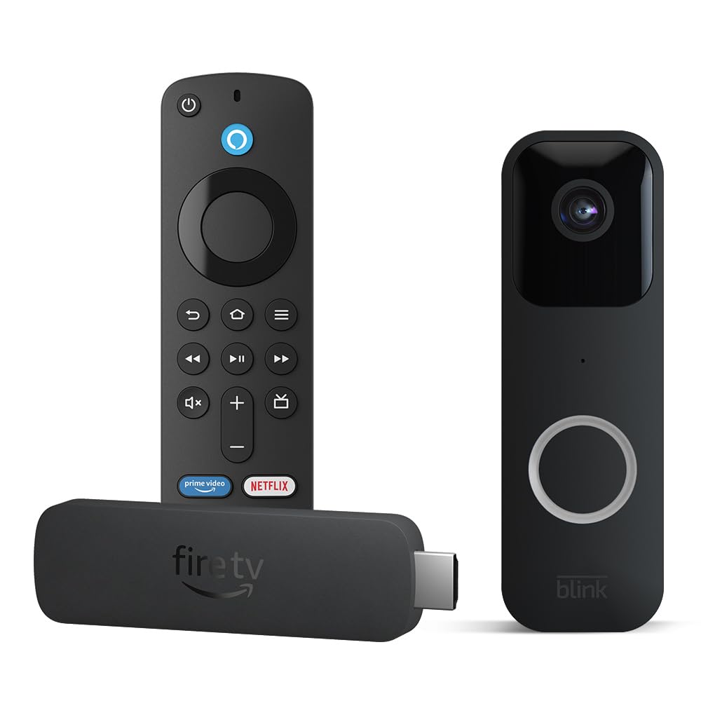 Amazon Fire TV Stick 4K Streaming Device with Alexa Voice Remote & Blink Video Doorbell Security Camera - Smart Home Entertainment & Security Bundle for Living Room, Bedroom and Front Door Monitoring