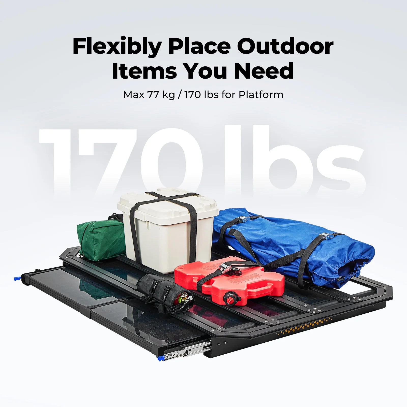 BougeRV Modular Roof Rack Platform with Slidable Solar Panel Bracket - Universal Car Roof Cargo Carrier for Camping, Road Trips & Outdoor Adventures