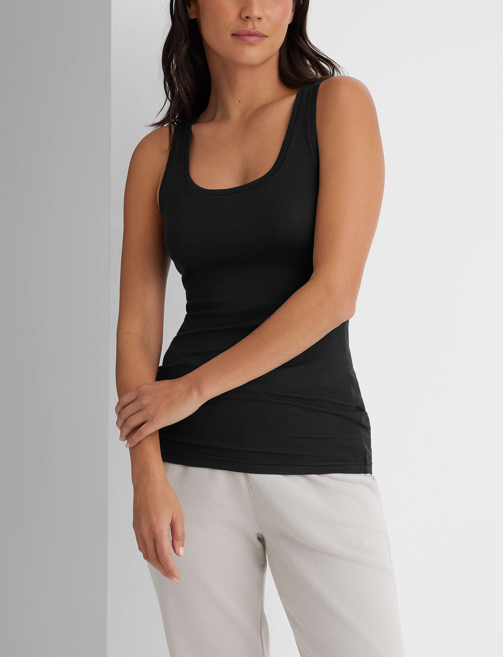 Women's Micro Rib Fitted Tank Tops (2 Pack) - Soft Stretch Slim Fit Camisole for Layering, Workout & Casual Wear