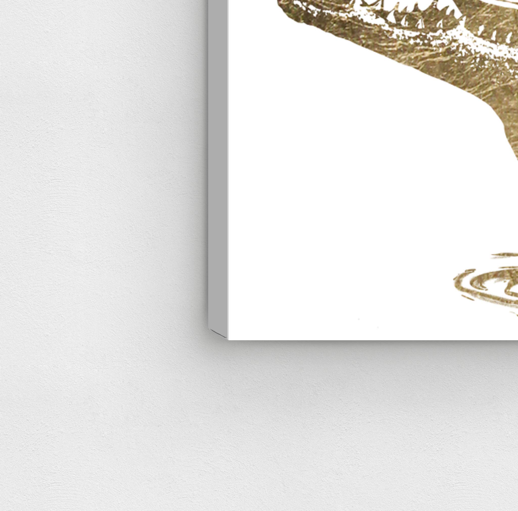 Aurea Croc Gold & White Animal Wall Art Canvas Print by Oliver Gal – 24