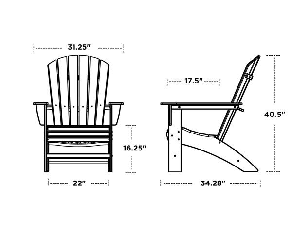Premium Polywood Black Nautical Curveback Adirondack Chair - All-Weather Outdoor Patio Furniture for Beach, Poolside & Garden Relaxation