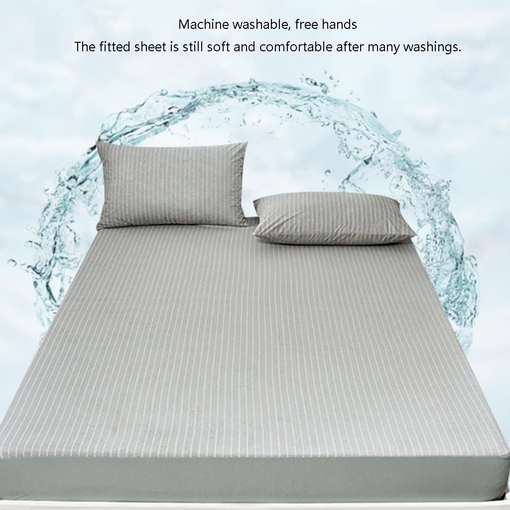 100% Waterproof Mattress Protector - Twin, Full, Queen, King Size - Breathable Microfiber Mattress Cover with Deep Pocket - Ultra Soft Striped Bed Protector (Grey, 90x200+28cm) - Perfect for Kids, Adults & Allergy Sufferers - Ideal for Bedrooms, Dorms & Guest Rooms