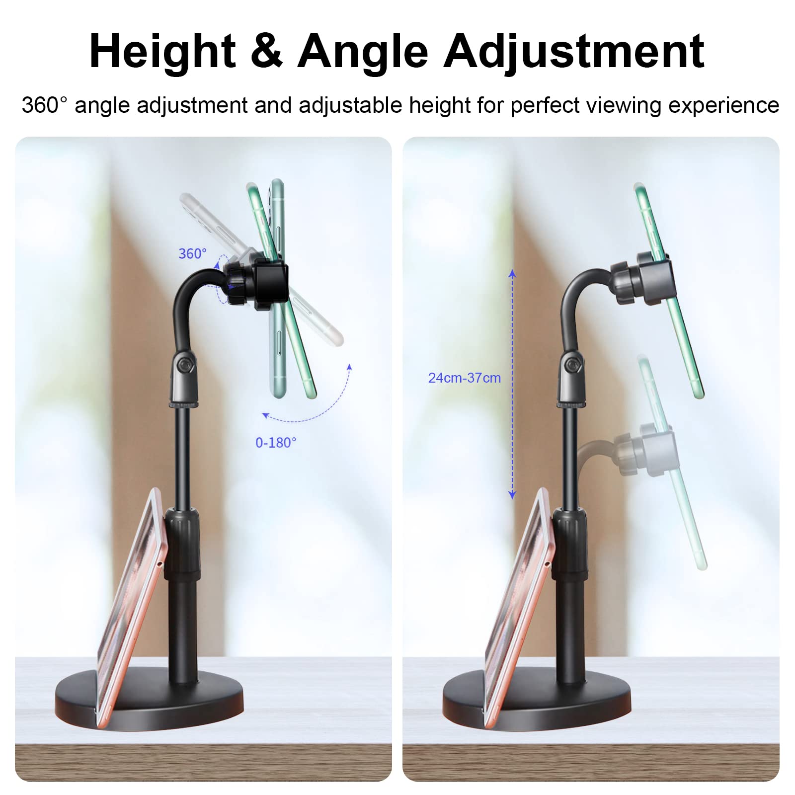 Adjustable Phone Stand & Tablet Holder - 360° Rotatable, Ergonomic Design, Pink - Perfect for Desk, Bed, Office & Travel Use