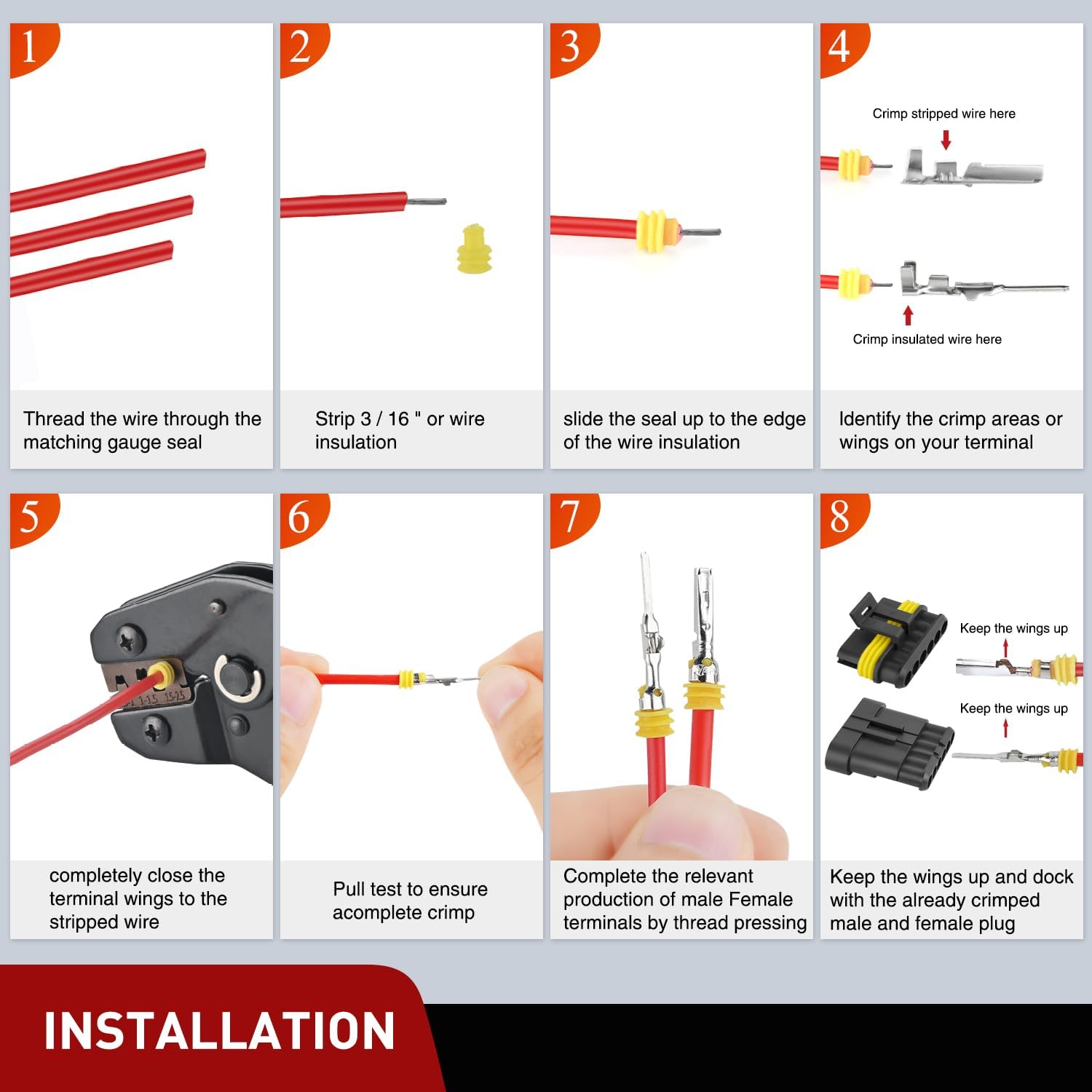 260PCS 6 Pin Electrical Connector Plug Kit - Male & Female Terminal Wire Connectors for Automotive, Home Appliances & DIY Electronics Projects