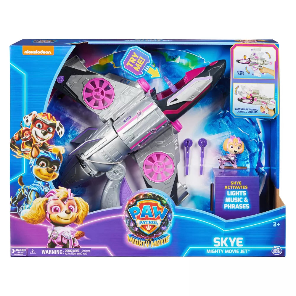 PAW PATROL The Mighty Movie Skye Feature Jet - Official Kids Toy Airplane with Lights & Sounds - Perfect for Birthday Gifts & Adventure Playtime