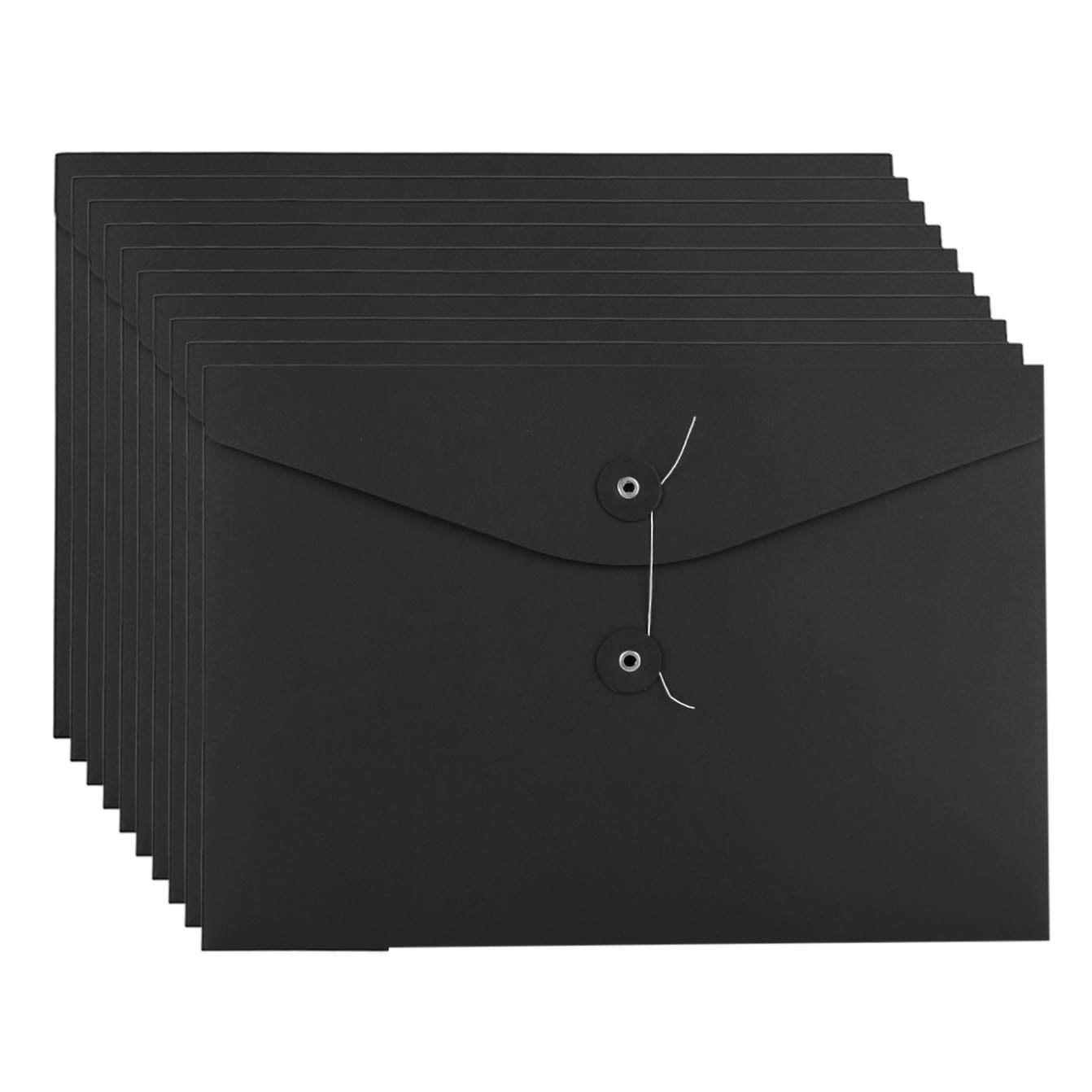 Premium A4 Kraft Paper File Folders with String & Button Closure - 10 Pack Letter Size Vertical Document Organizer for School, Office, Resume & Bill Storage | Ideal for Filing, Mailing & Project Organization