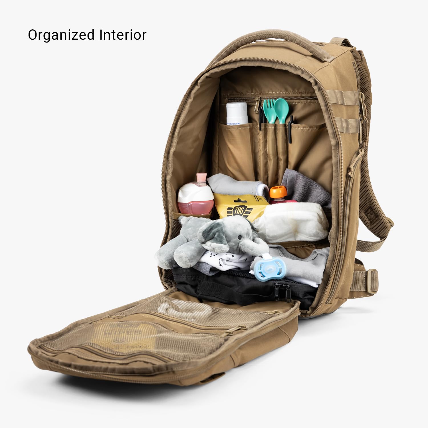 Tactical Diaper Backpack for Men - Military Style Baby Bag with Changing Pad, Coyote Brown - Perfect for Dads on the Go, Travel & Outdoor Adventures