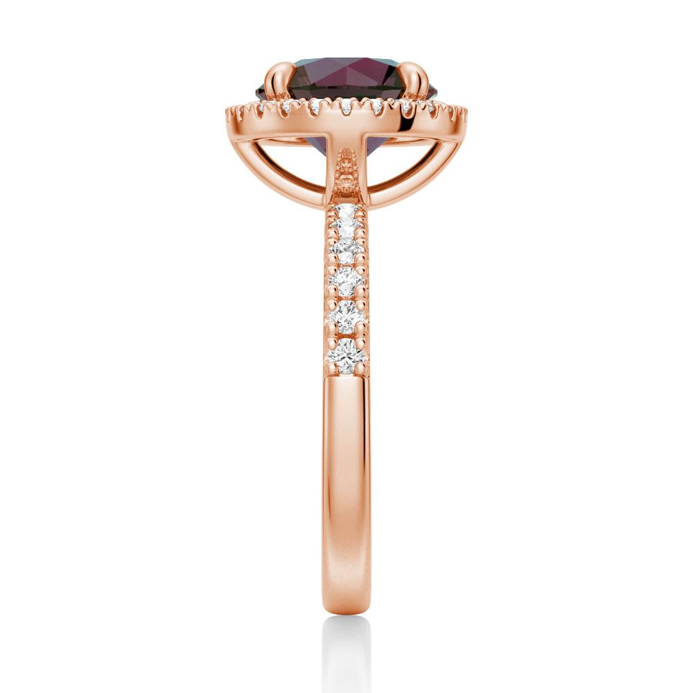 3 CT Round Cut Alexandrite Engagement Ring with Moissanite Halo Pavé - Perfect for Proposals, Anniversaries & Special Occasions