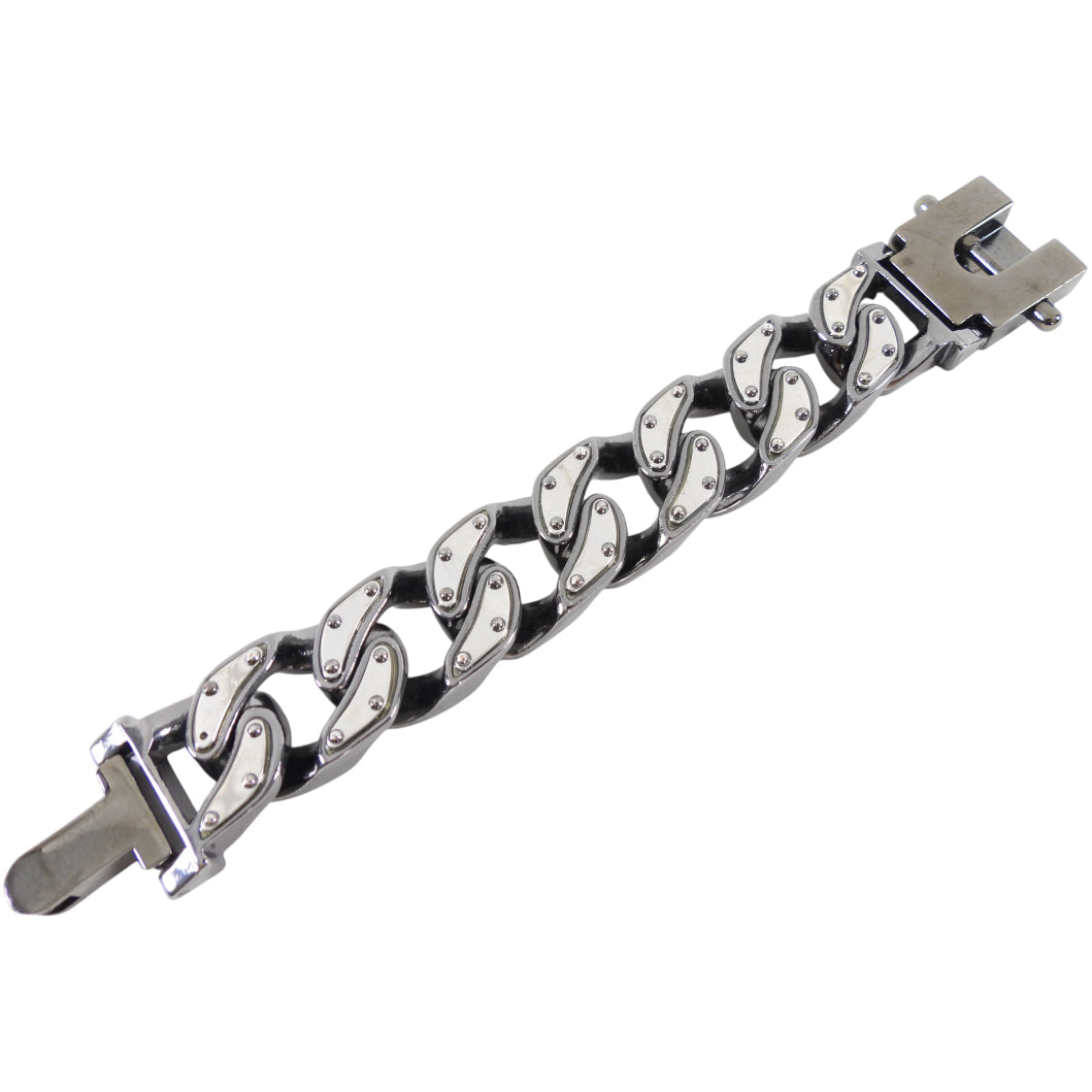 All Saints Chunky Dark Grey Metal Curb Link Bracelet for Women - Stylish Statement Jewelry for Casual & Formal Outfits - Perfect Gift for Her