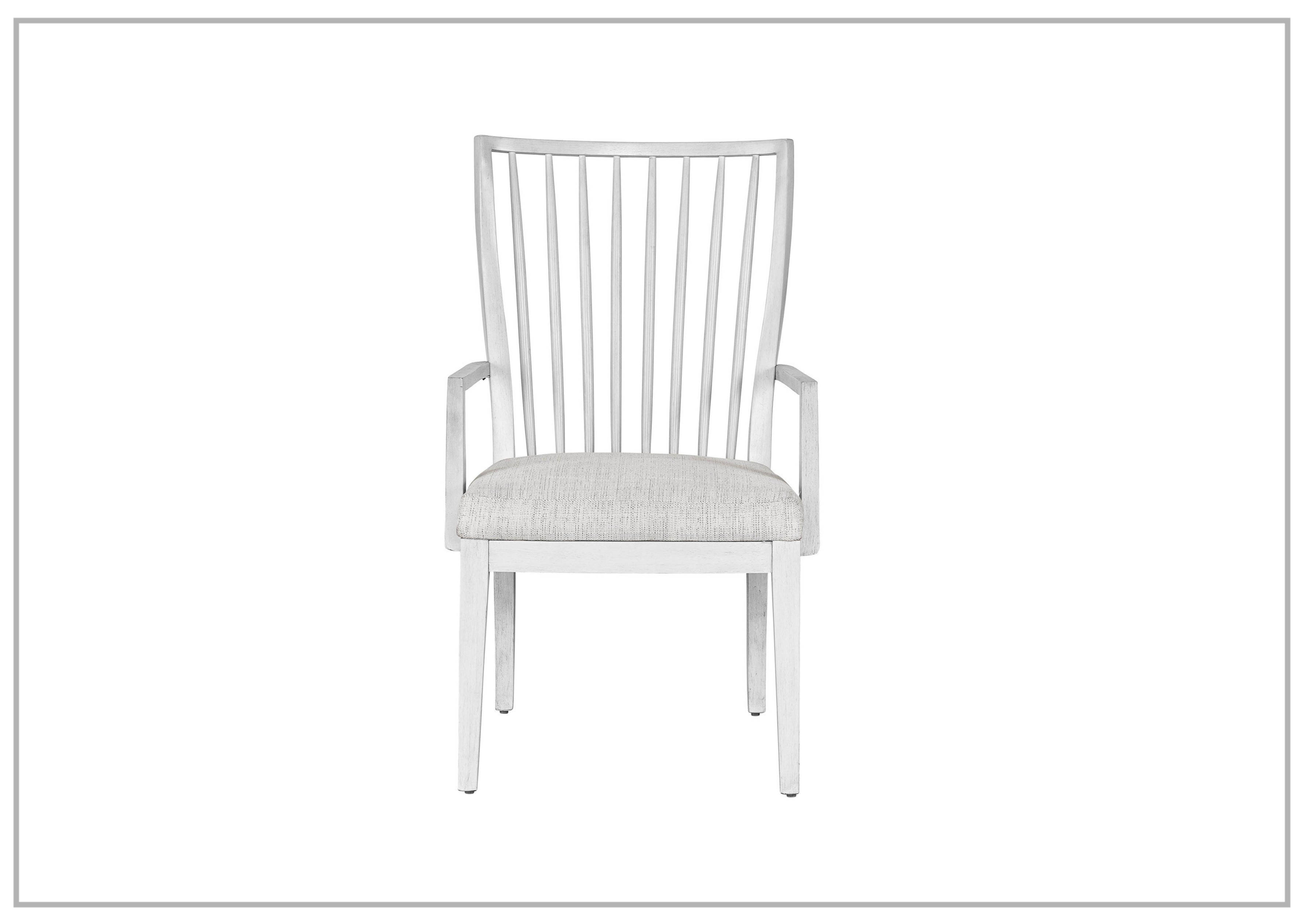 Modern Farmhouse Wooden Arm Chair - White Universal Furniture for Dining Room, Kitchen, or Living Room - Bowen Style Comfortable Seating