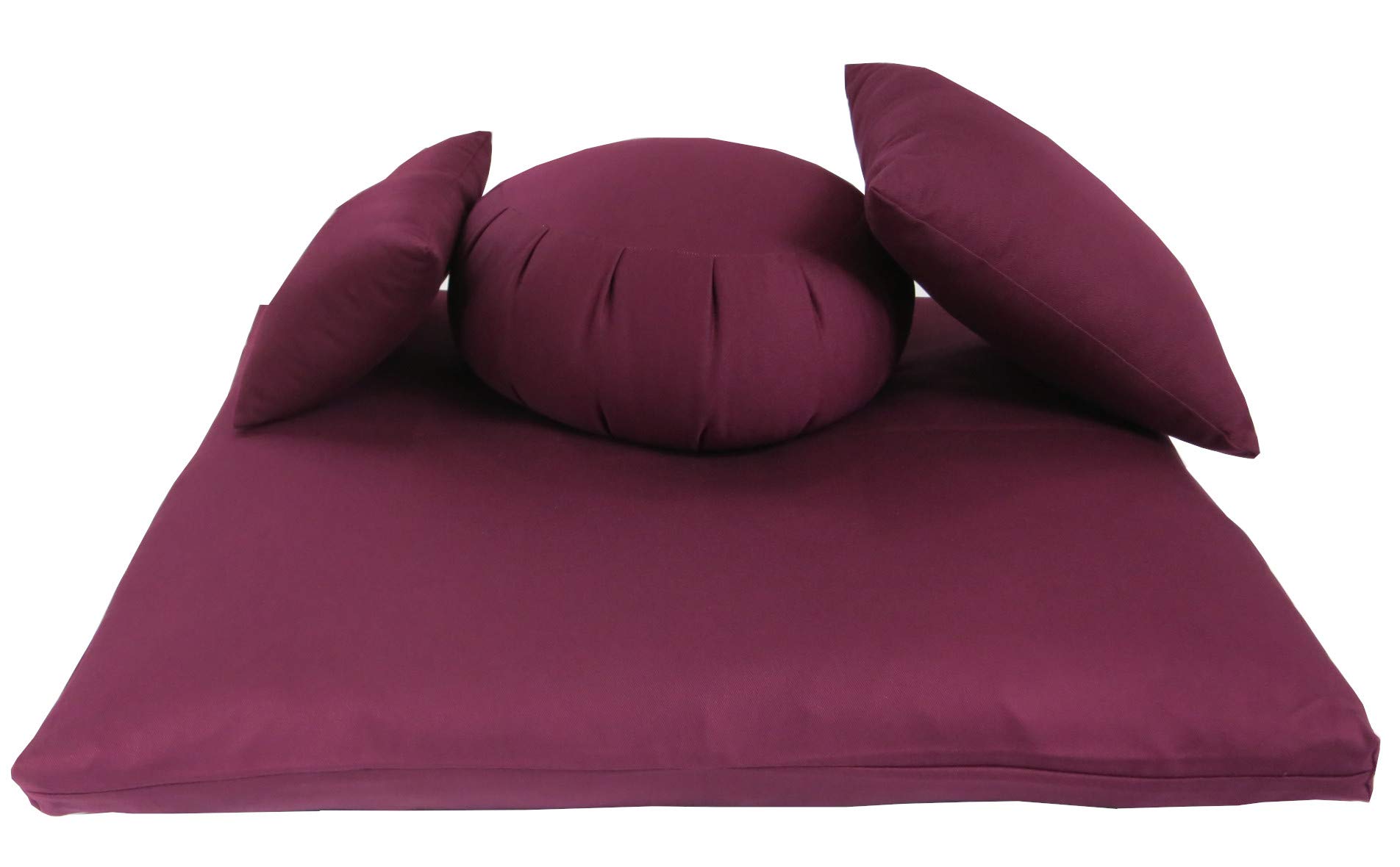 Organic Buckwheat Meditation Cushion Set - Zafu & Zabuton Pillow Combo (4-Piece) for Yoga, Zen Sitting, Meditation & Floor Seating Comfort
