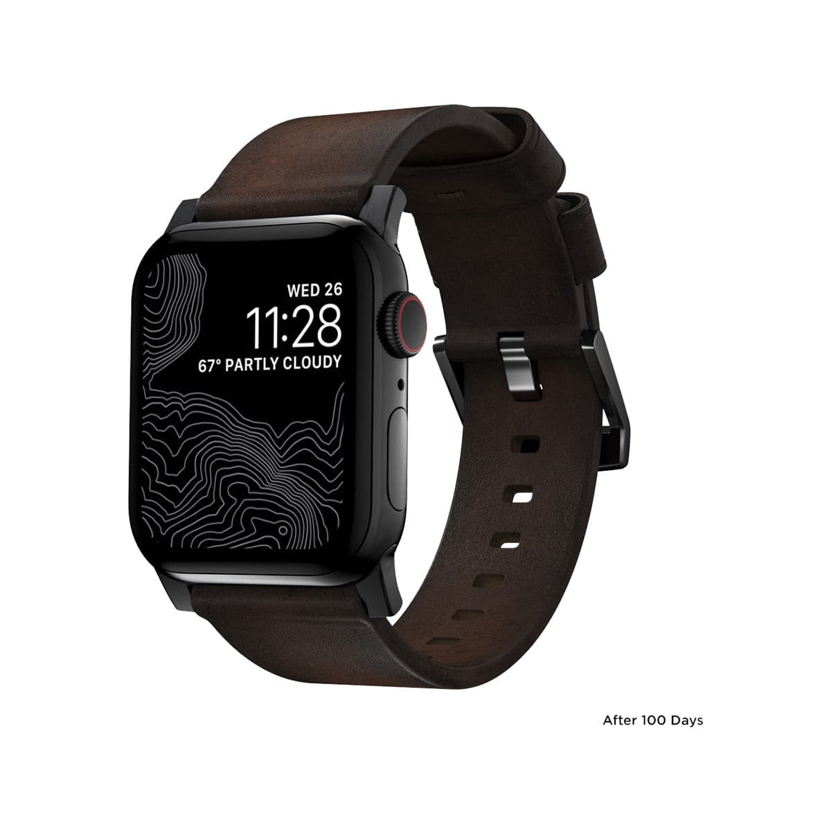 NOMAD Modern Leather Band for Apple Watch 45mm & 49mm - Genuine Brown Leather with Black Hardware | Perfect for Business, Casual & Everyday Wear
