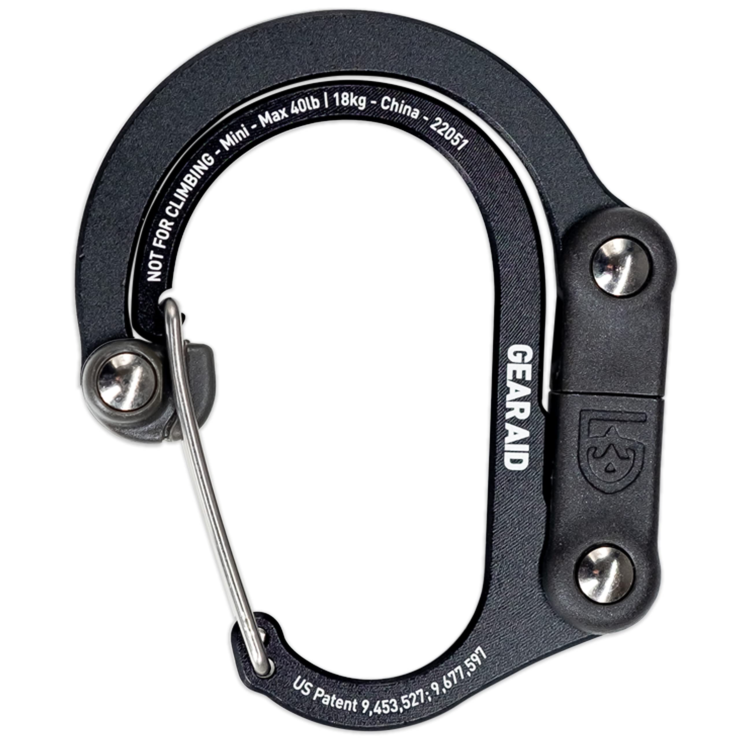 GEAR AID HEROCLIP Mini Carabiner Clip & Hook - Compact Travel Gear Organizer for Backpacks, Bags, Keys & Outdoor Equipment - Perfect for Hiking, Camping & Daily Use