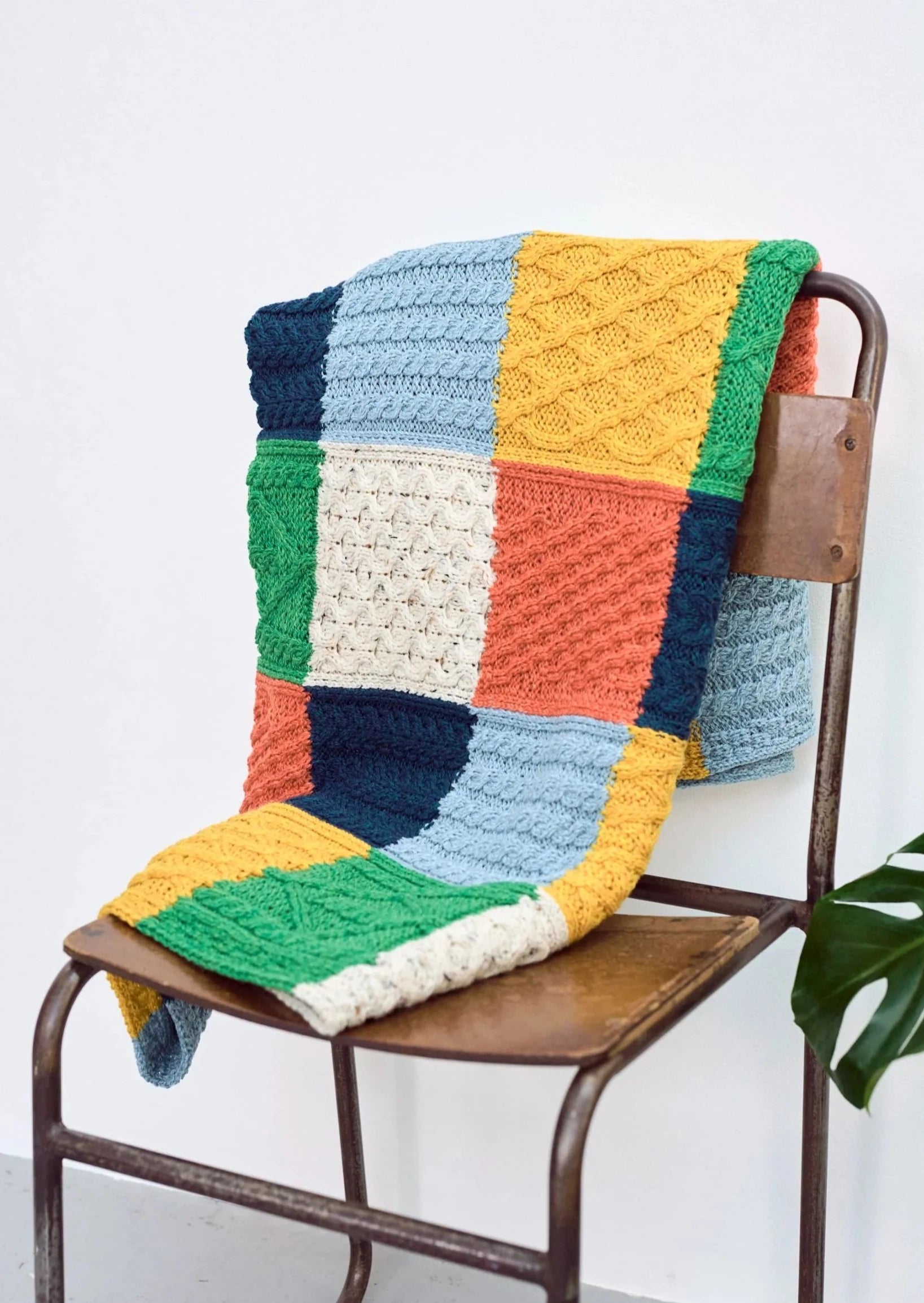 Aran Intarsia Blanket - Handmade Irish Wool Knit Throw for Cozy Home Decor | Perfect for Sofa, Bed, and Gift Giving