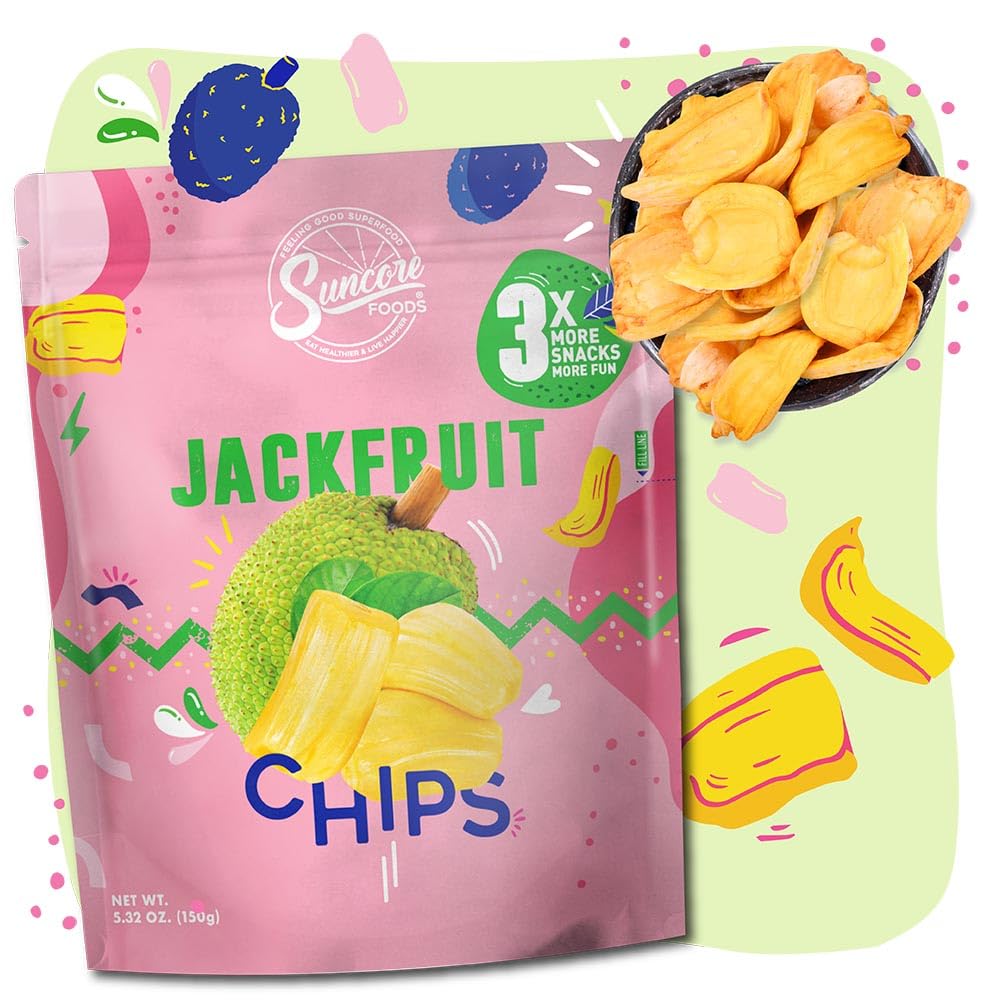 Suncore Foods Jackfruit Chips - Gluten Free, Non GMO, Vegan Snacks - 5.32oz (1 Pack) - Healthy Crispy Fruit Chips for Keto, Paleo Diet & On-the-Go Snacking
