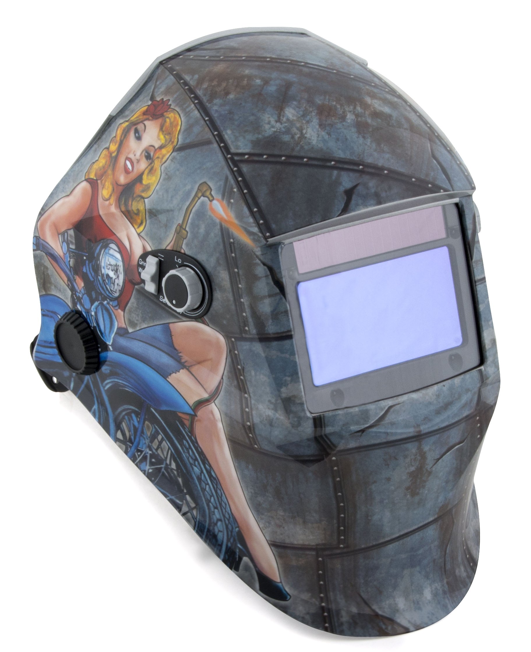 Solar Powered Auto Darkening Welding Helmet - SHOP IRON 45000 with Wide Shade Range 4/5-9/13 for Arc Welding, Grinding & Metalwork - Safety Gear for DIY & Professional Welders