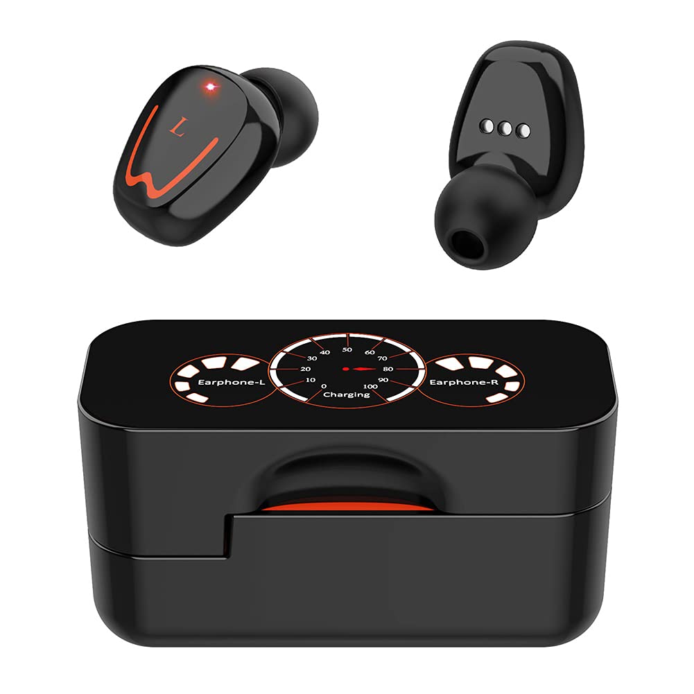 Premium True Wireless Earbuds Bluetooth 5.0 with LED Display - 100H Playtime, IPX7 Waterproof, Touch Control & Built-in Mic - Perfect for Workouts, Running & Office Use (Dazzle Black)