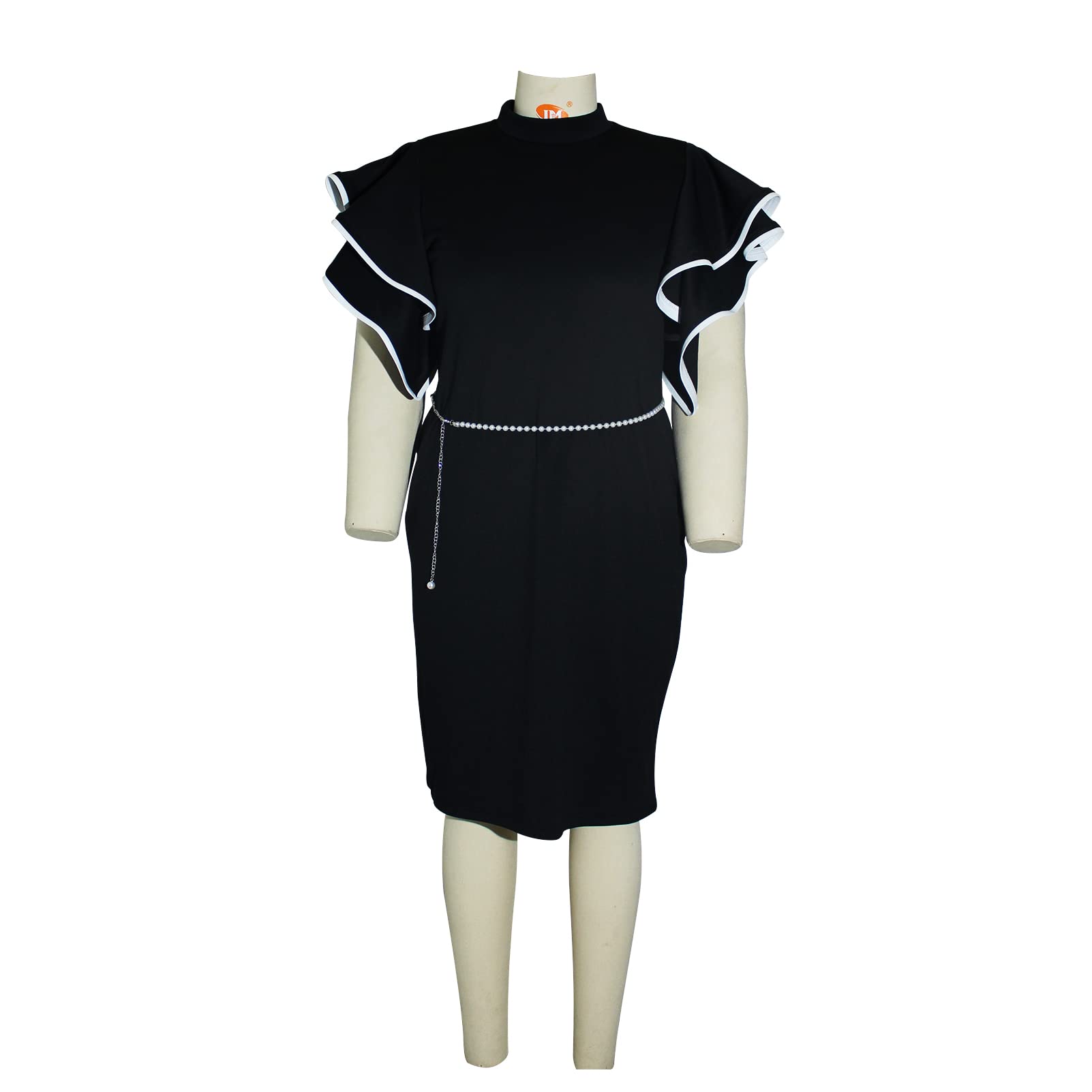 Cololura Plus Size Ruffle Sleeve Peplum Bodycon Dress - Elegant Formal Evening Gown for Women, Cocktail Party, Prom & Special Occasions