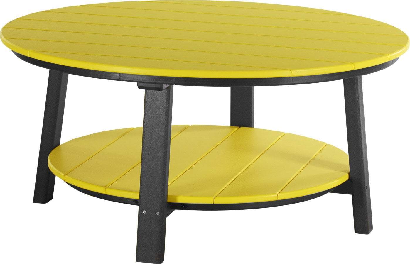 LuxCraft Yellow Recycled Plastic Deluxe Conversation Table with Cup Holder - Outdoor Patio Furniture for Garden, Deck, Poolside & Backyard Relaxation