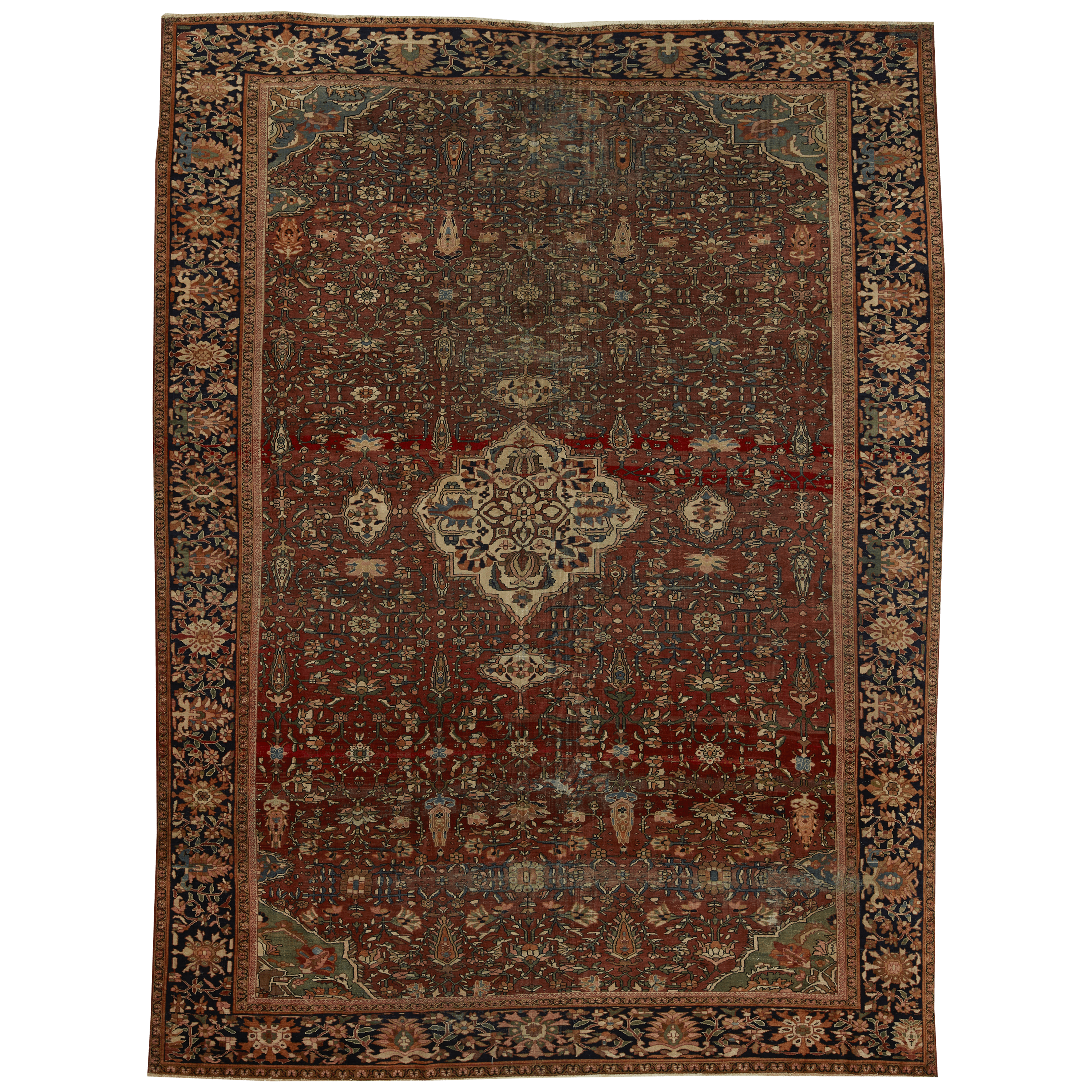Bidjar Circa 1910 Vintage Persian Rug - Authentic Handmade Oriental Carpet for Living Room, Bedroom & Home Decor