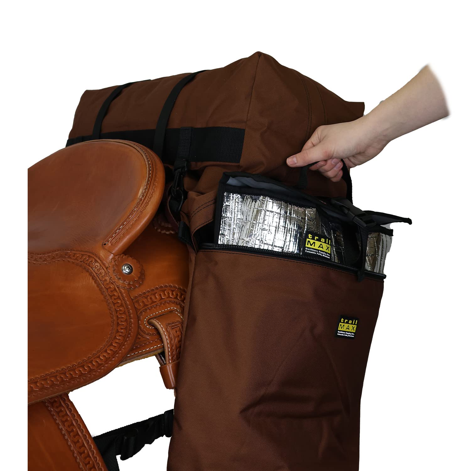 TrailMax Large Overnighter Saddlebags Set for Horses - Detachable Cantle Bag & Horn Bags Included | Durable Western & Endurance Saddle Bags | Perfect for Long Rides, Camping & Trail Adventures