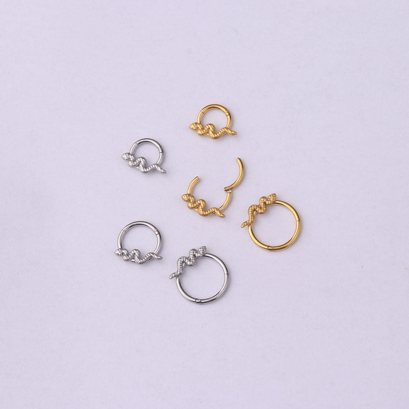 16G Snake Hoop Nose Ring - Stainless Steel Animal Piercing Jewelry for Women & Men | Perfect for Gothic, Punk, and Body Modification Styles | HSPJ338